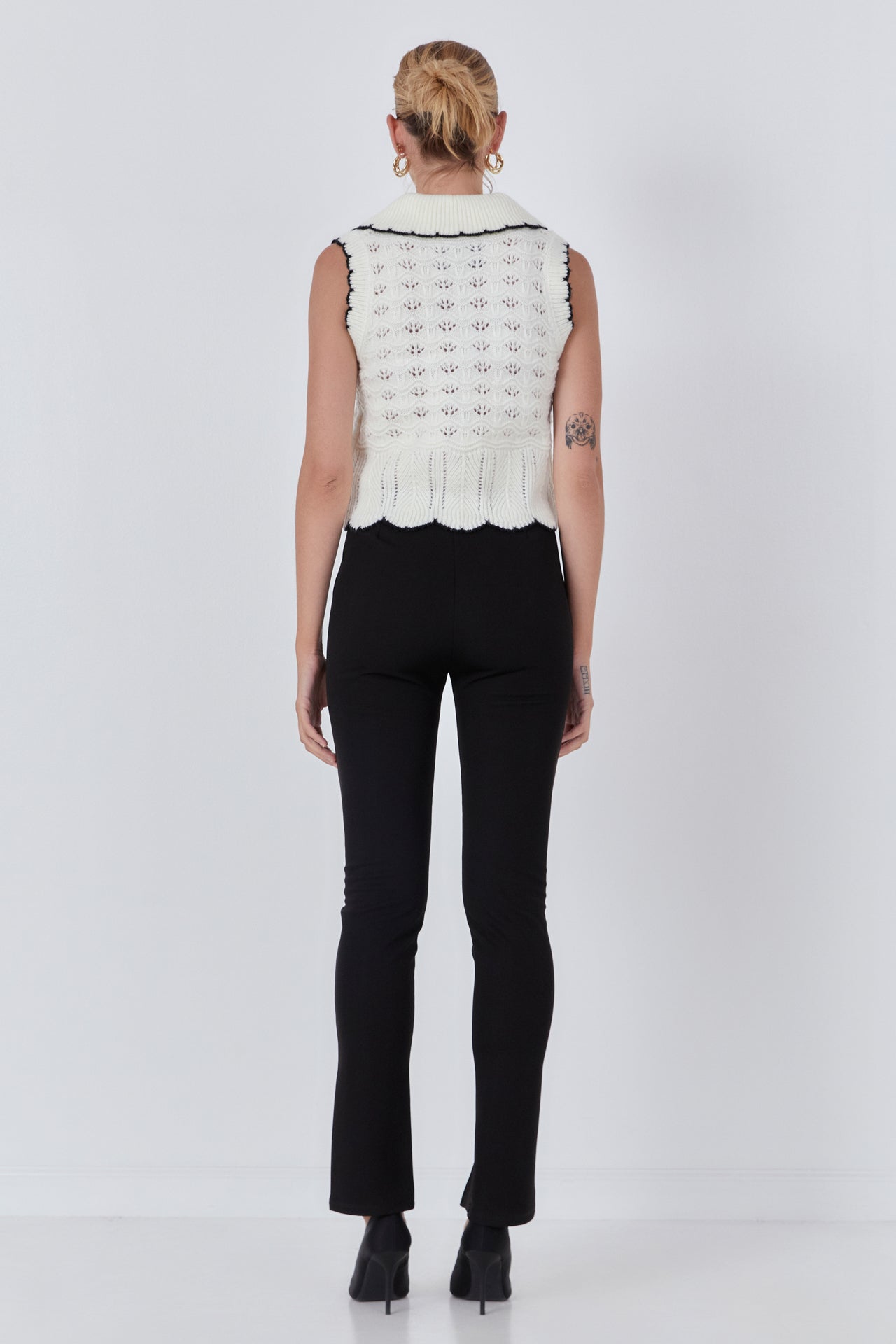 ENDLESS ROSE - Collared Crochet Vest - SWEATERS & KNITS available at Objectrare