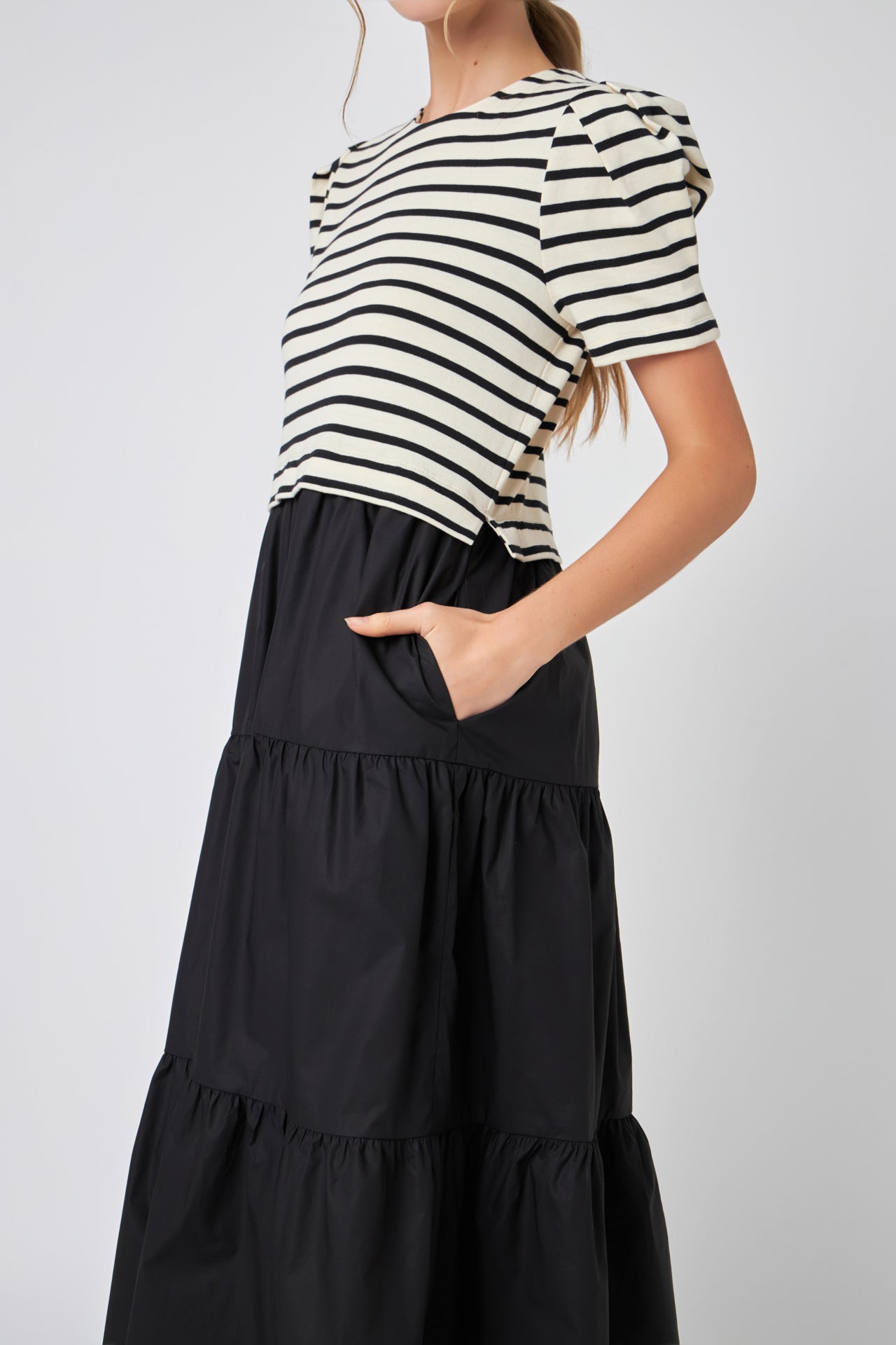 ENGLISH FACTORY - Short Sleeve Mixed Media Dress - DRESSES available at Objectrare