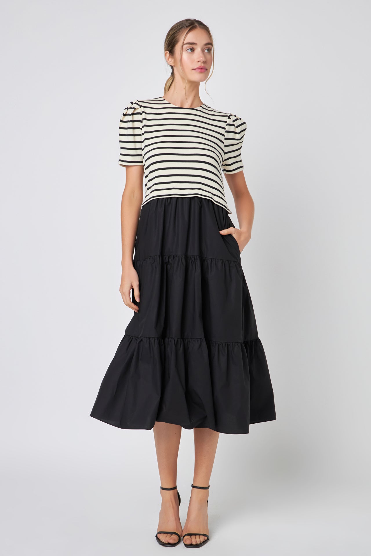 ENGLISH FACTORY - Short Sleeve Mixed Media Dress - DRESSES available at Objectrare