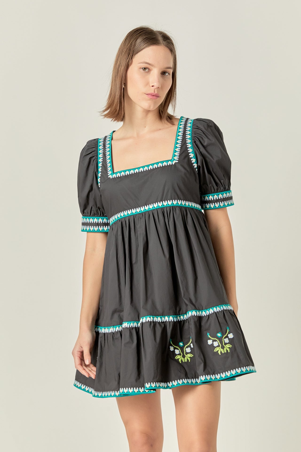 ENGLISH FACTORY - Embroidered Short Sleeve Dress - DRESSES available at Objectrare