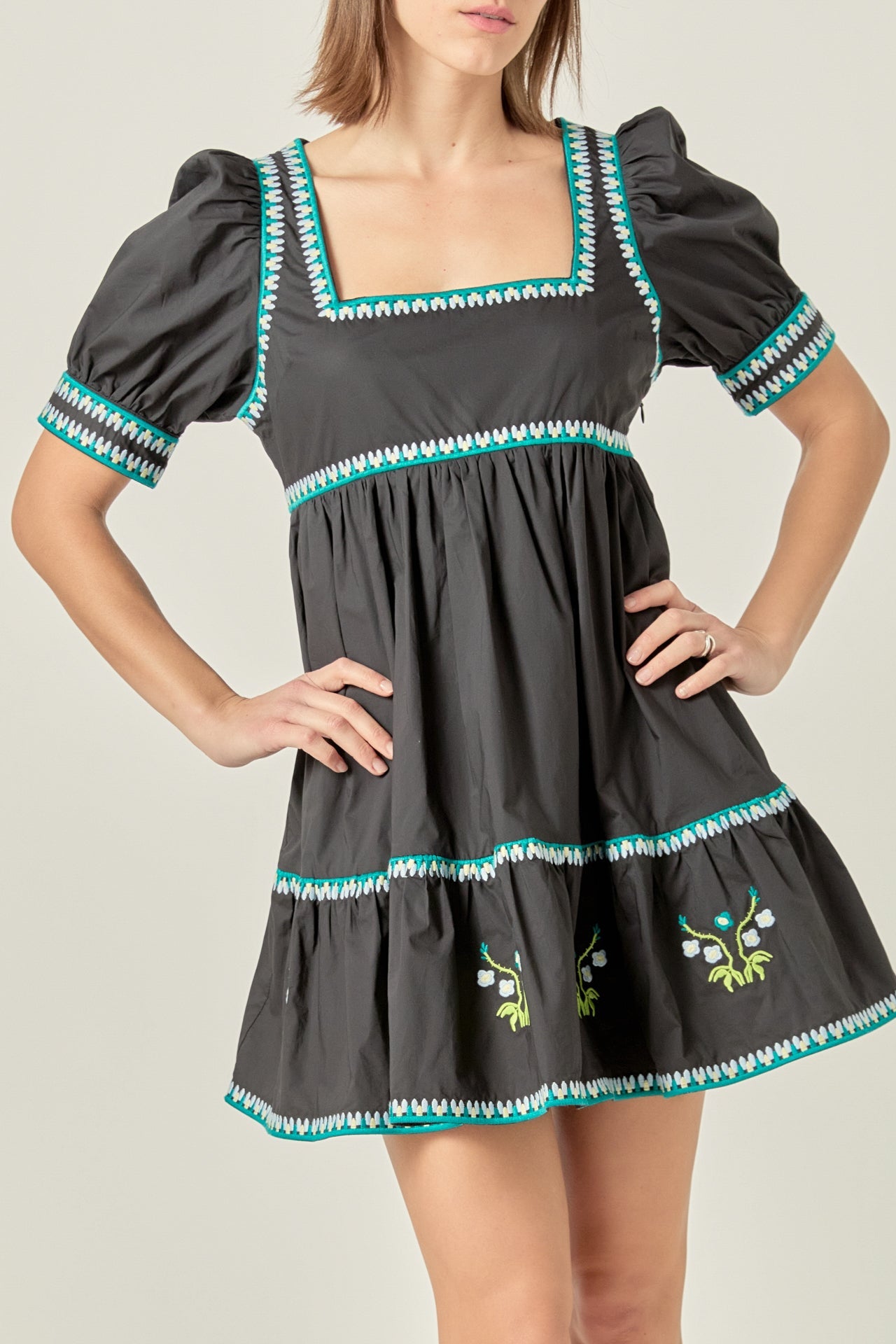 ENGLISH FACTORY - Embroidered Short Sleeve Dress - DRESSES available at Objectrare
