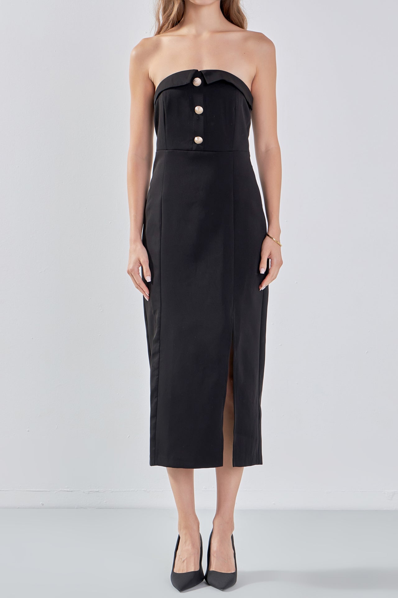 ENDLESS ROSE - Strapless Midi Dress - DRESSES available at Objectrare