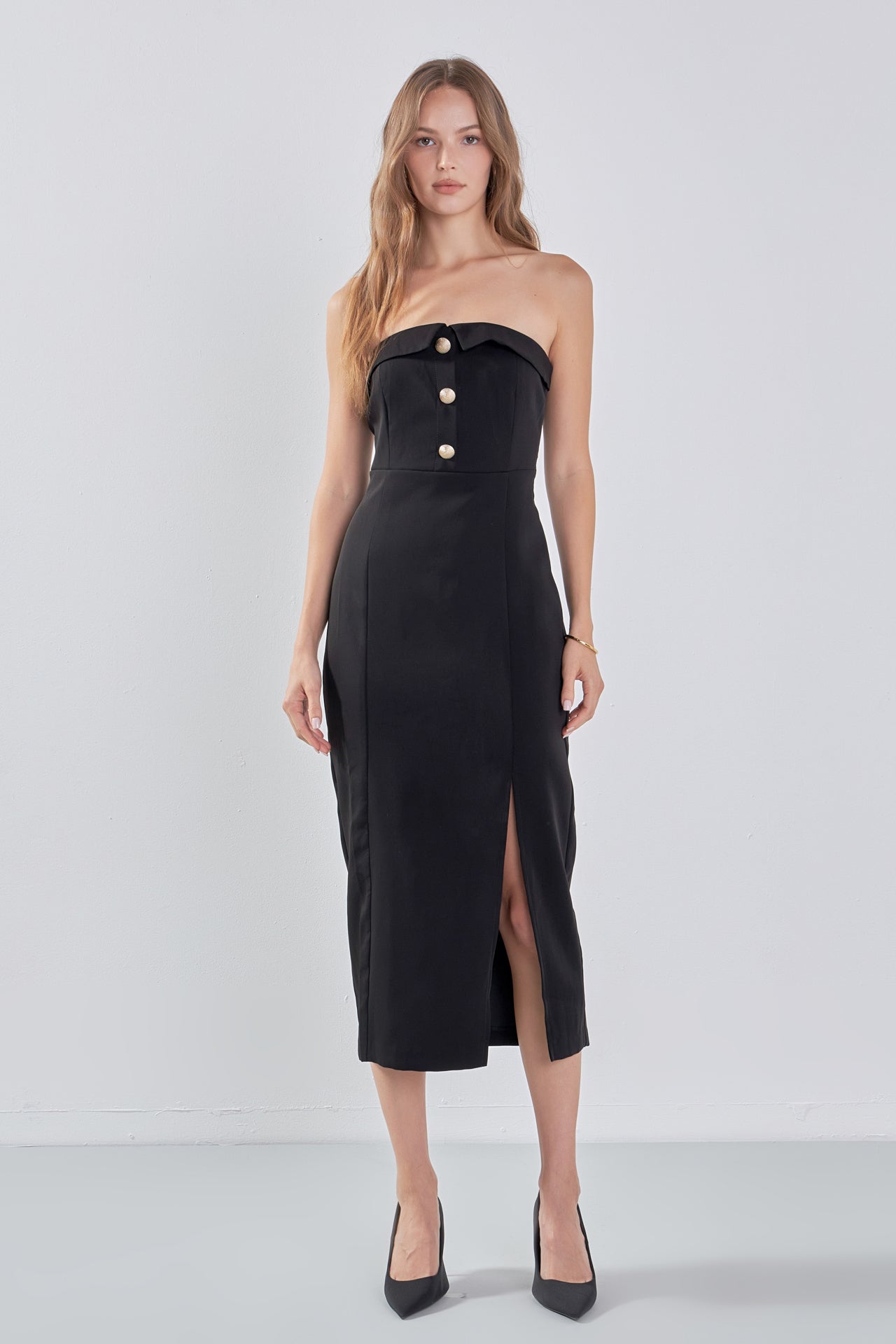 ENDLESS ROSE - Strapless Midi Dress - DRESSES available at Objectrare