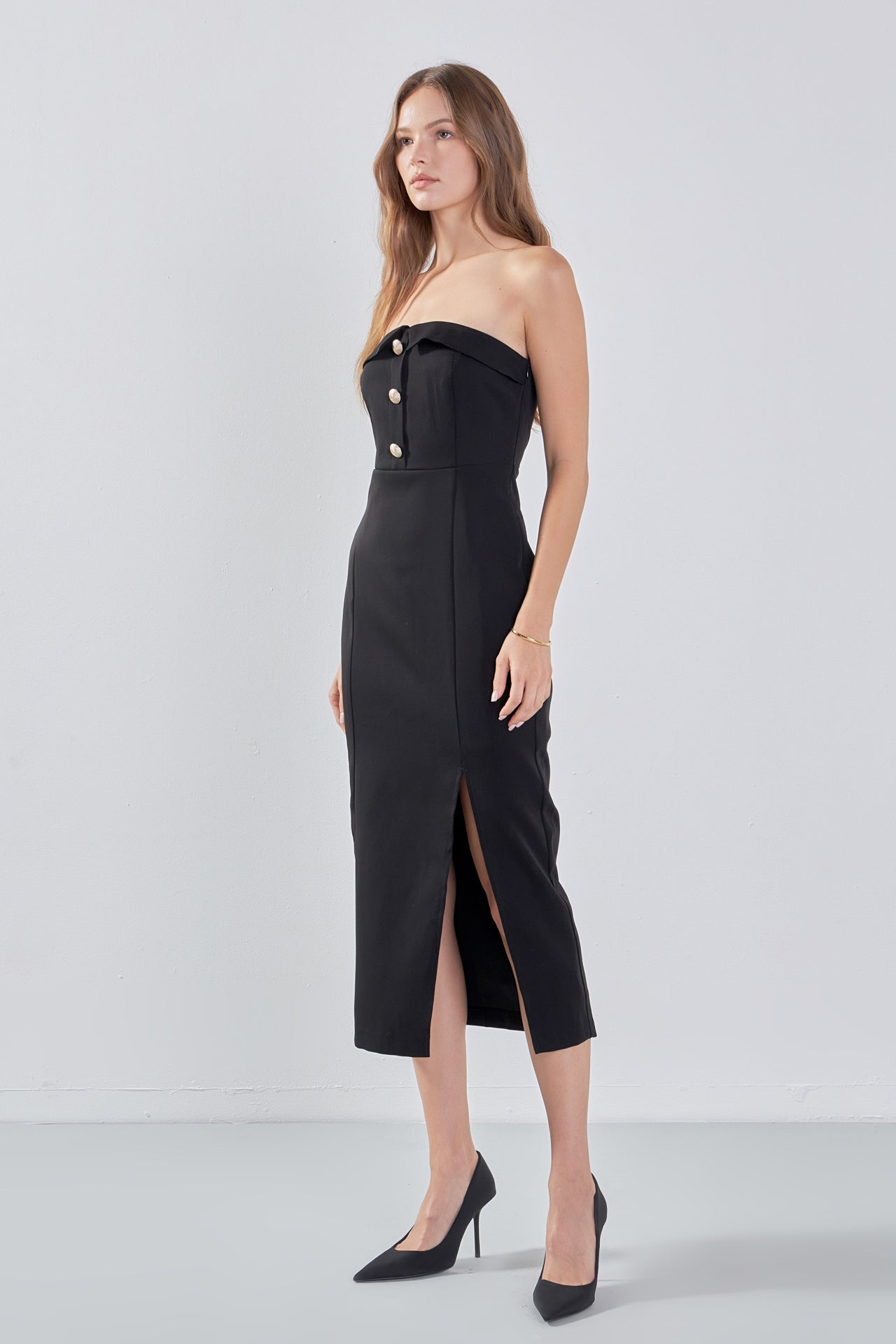 ENDLESS ROSE - Strapless Midi Dress - DRESSES available at Objectrare