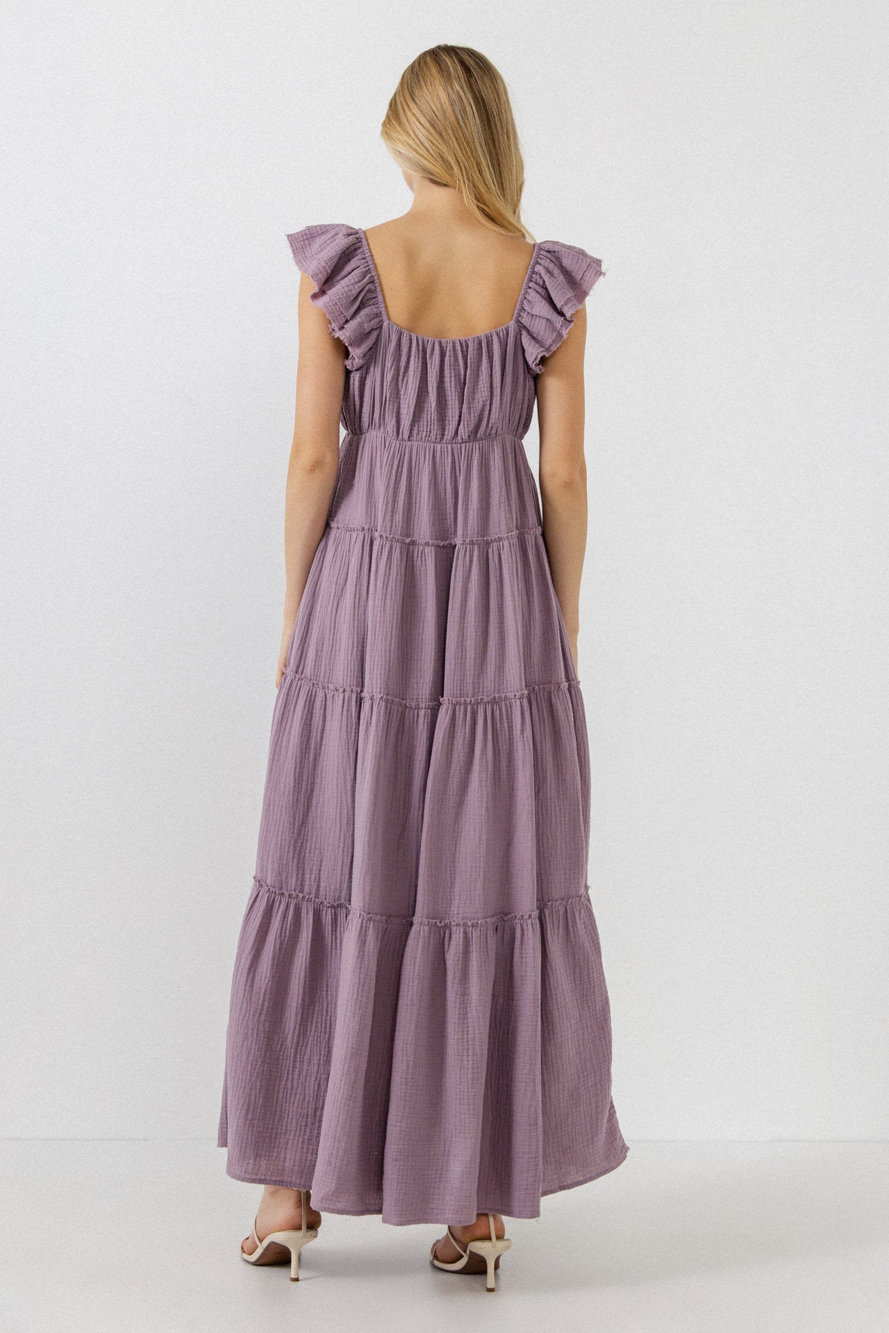 FREE THE ROSES - Raw Edge Details Sweetheart Maxi Boho Dress - DRESSES available at Objectrare