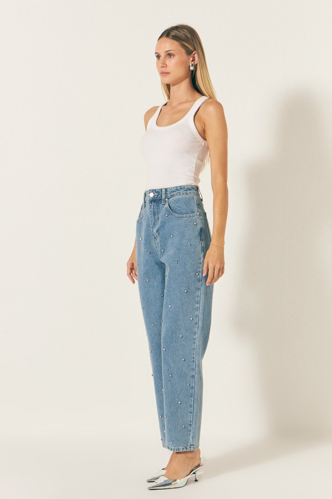 ENDLESS ROSE - Studded Denim - JEANS available at Objectrare