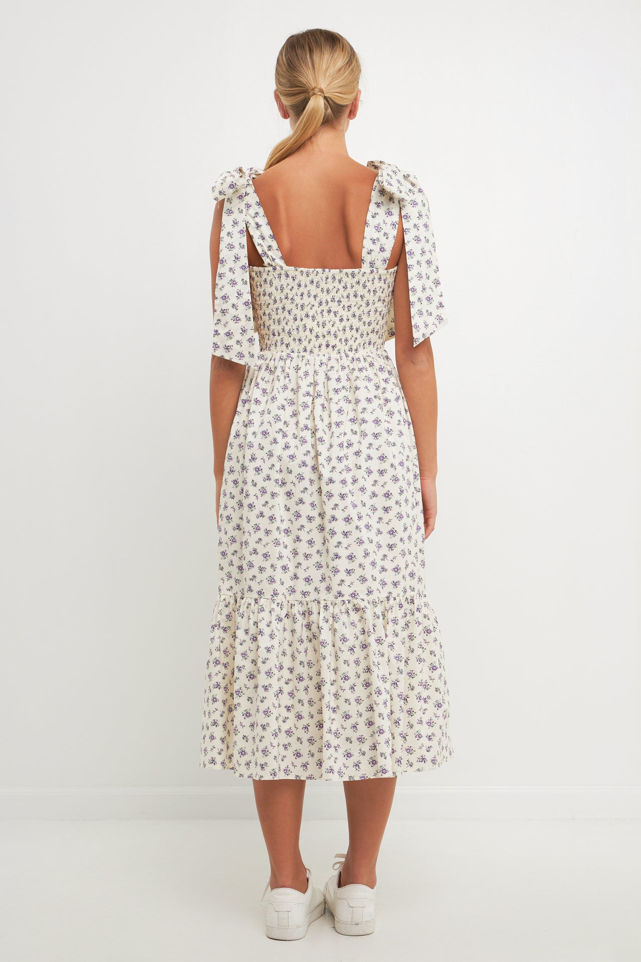 ENGLISH FACTORY - Floral Bow Tie Midi Dress - DRESSES available at Objectrare