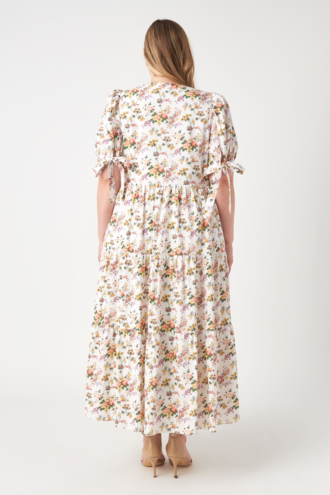 ENGLISH FACTORY - Floral Tiered Midi Dress Plus Size - DRESSES available at Objectrare