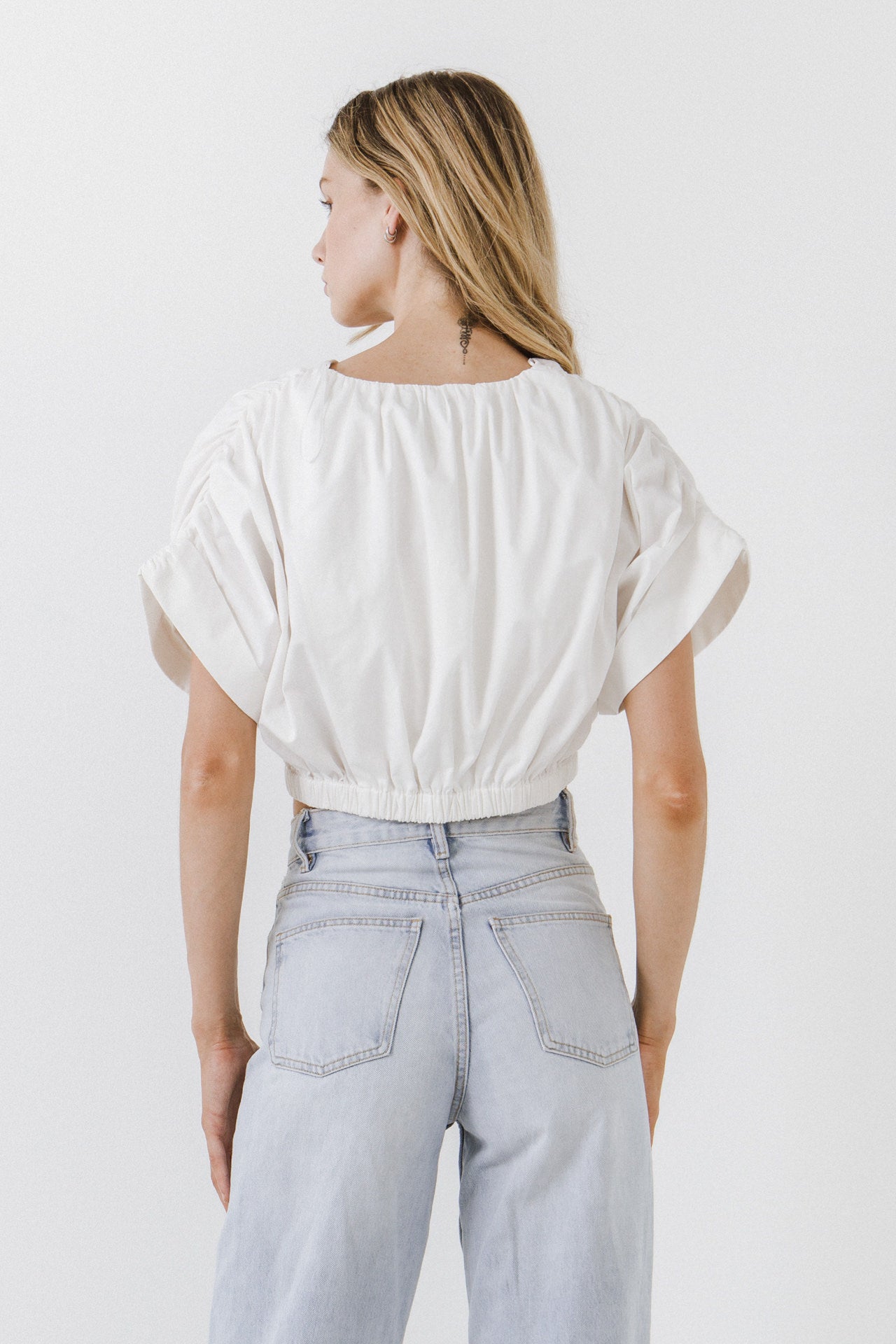 ENDLESS ROSE - Cotton Drop Shoulder Crop Top - TOPS available at Objectrare