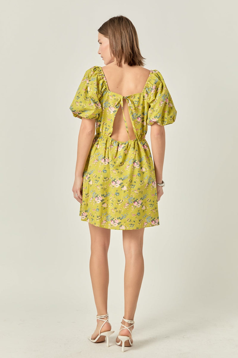 ENGLISH FACTORY - Floral Back Cutout Mini Dress - DRESSES available at Objectrare