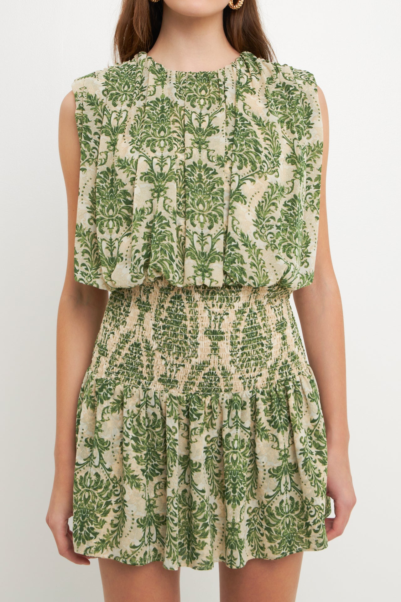 FREE THE ROSES - Chiffon Baroque Print Mini Dress - DRESSES available at Objectrare
