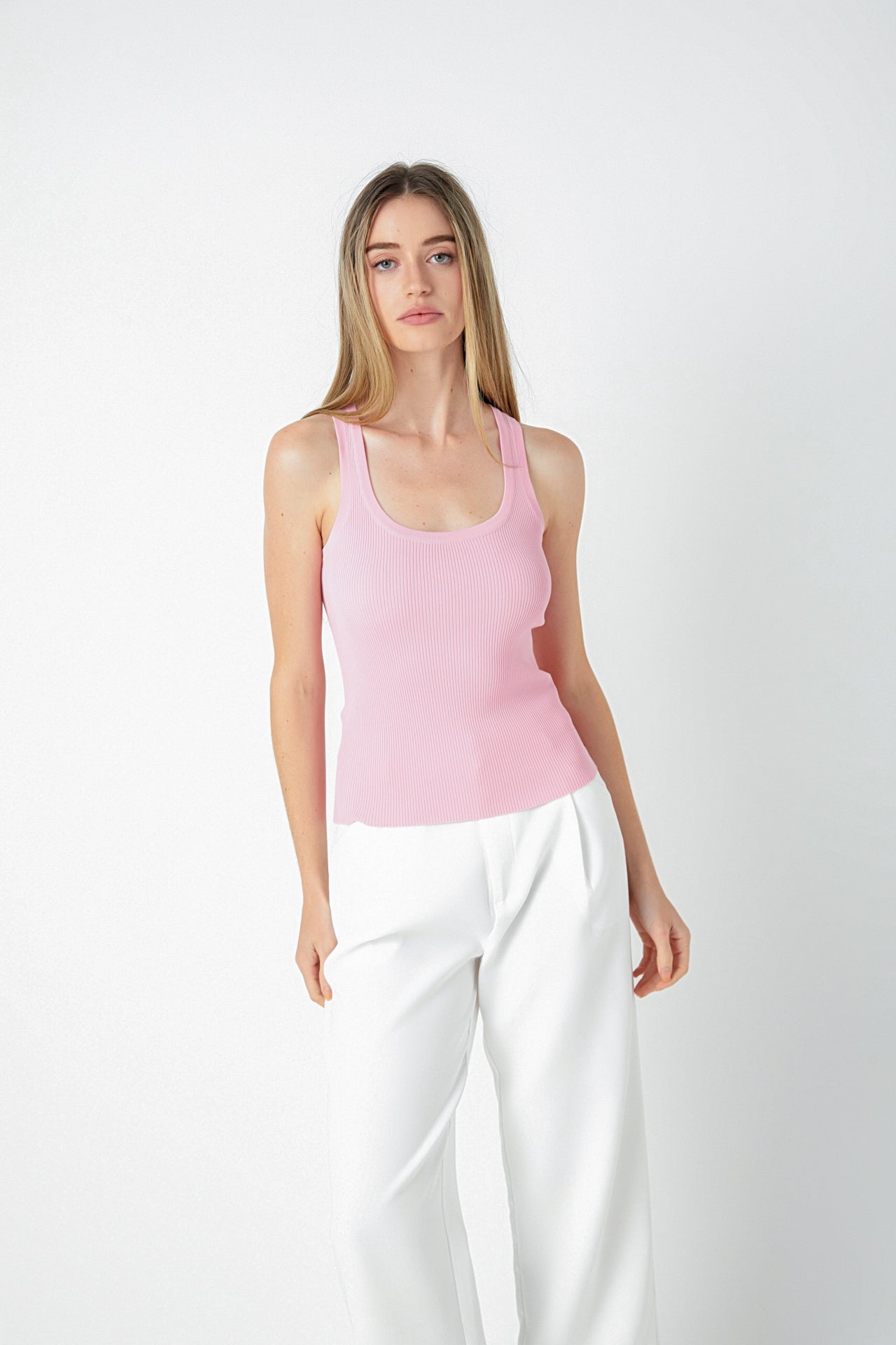 ENDLESS ROSE - Basic Ribbed Tank Top - TOPS available at Objectrare