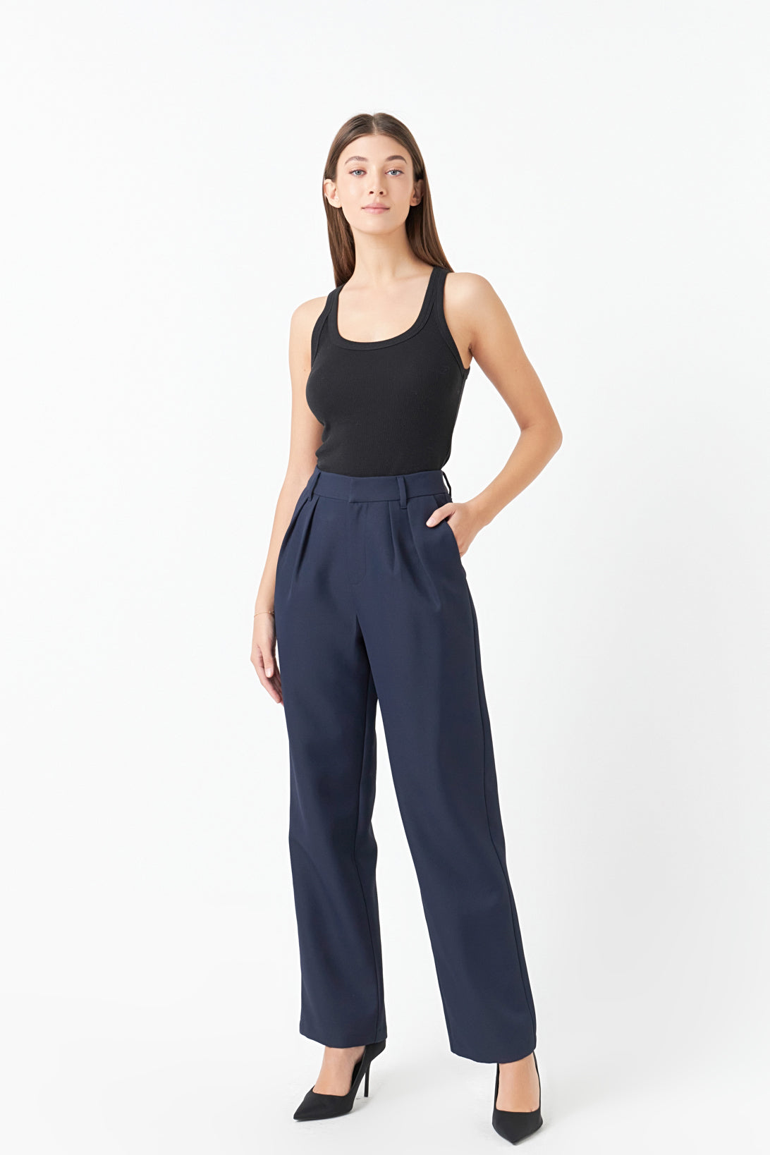 ENDLESS ROSE - Pleated High Waist Trousers - BOTTOMS available at Objectrare