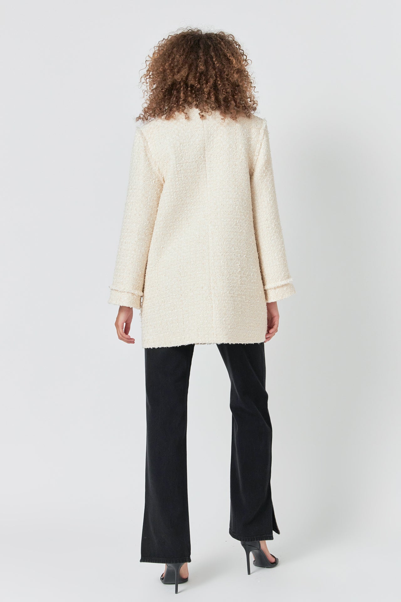 ENDLESS ROSE - Tweed Fringe Double Breast Coat - COATS available at Objectrare