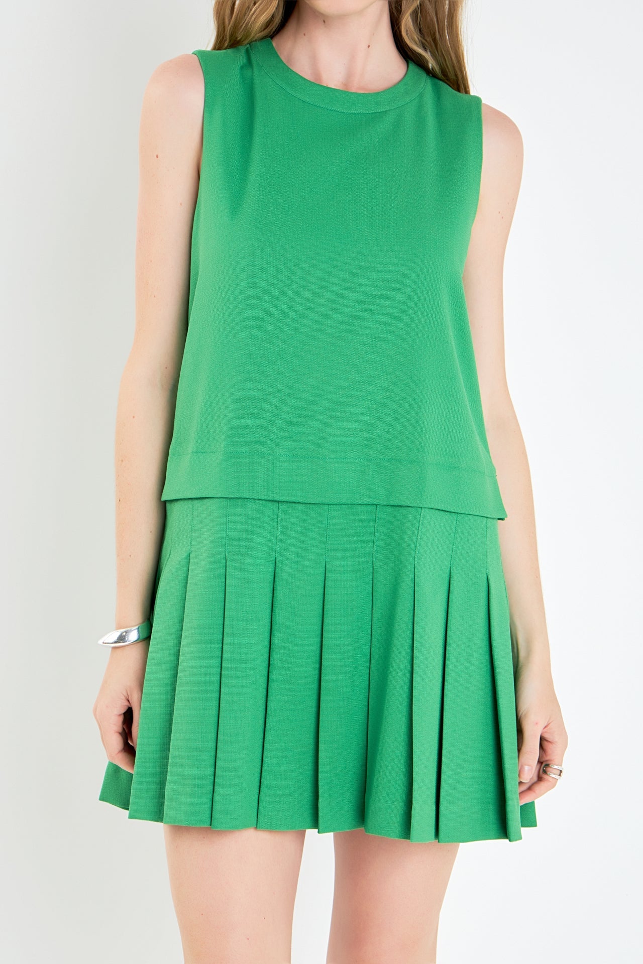 ENGLISH FACTORY - Sleeveless Pleated Mini Dress - DRESSES available at Objectrare