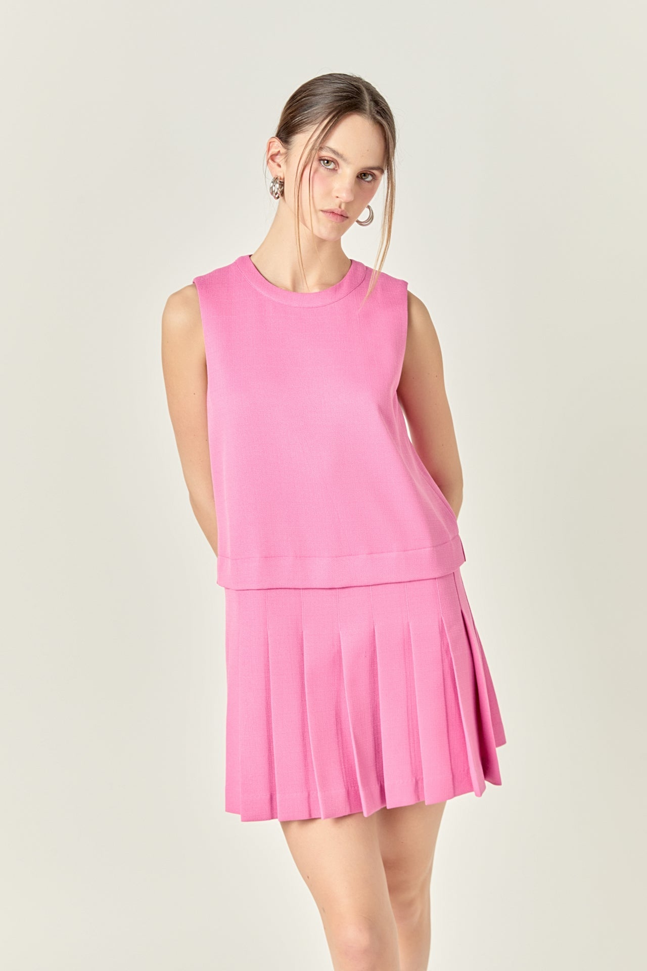 ENGLISH FACTORY - Sleeveless Pleated Mini Dress - DRESSES available at Objectrare