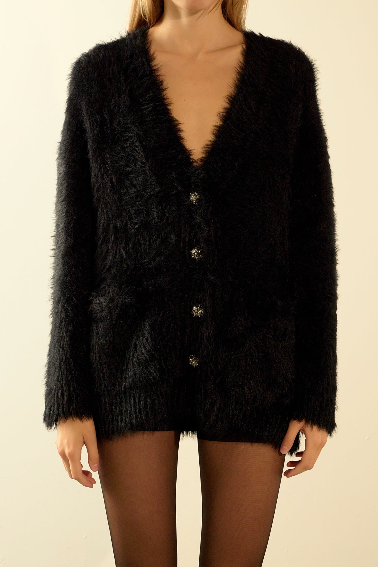 ENDLESS ROSE - Jewel Button Oversize Cardigan - SWEATERS & KNITS available at Objectrare