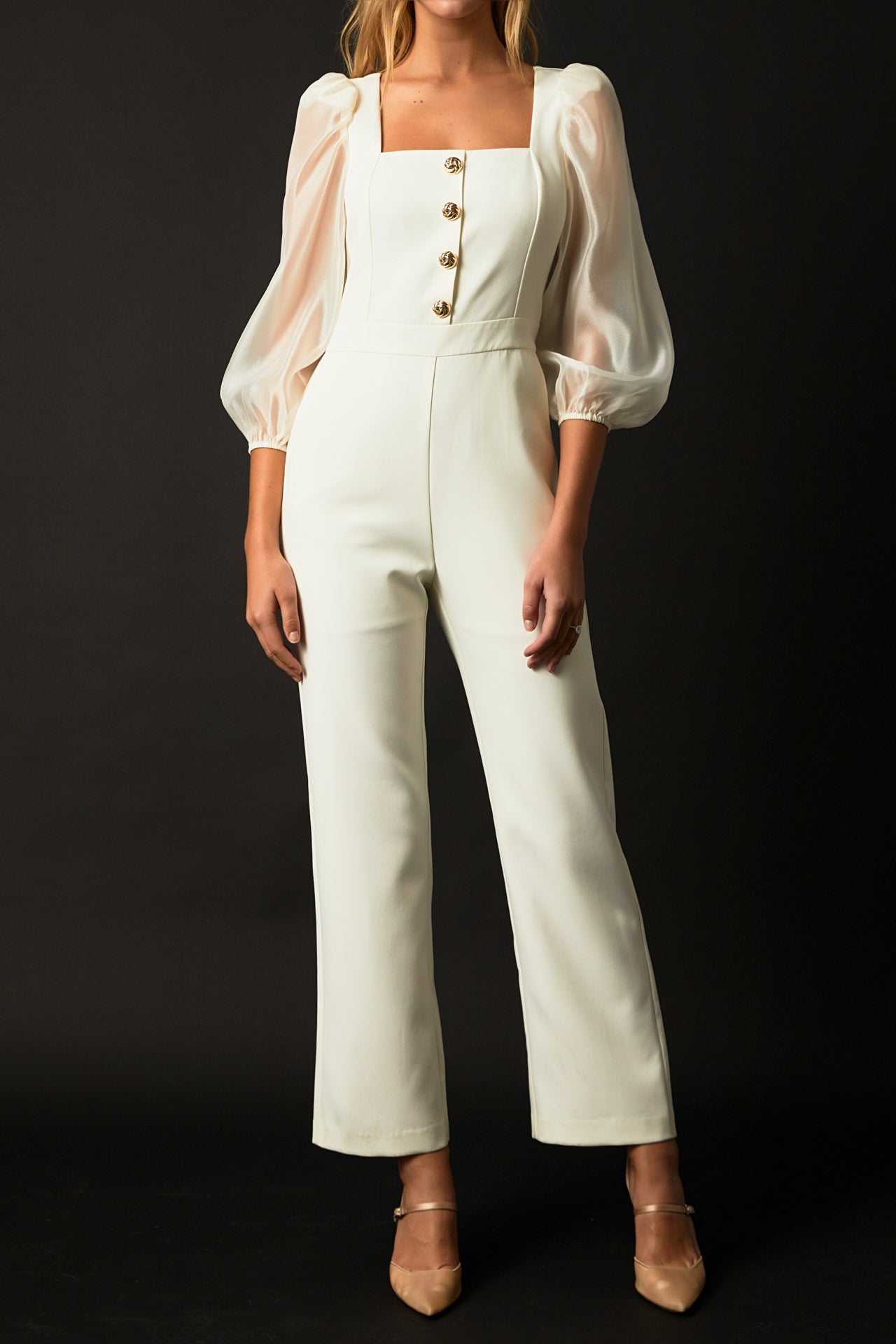 ENDLESS ROSE - Organza Sleeve Jumpsuit - JUMPSUITS available at Objectrare