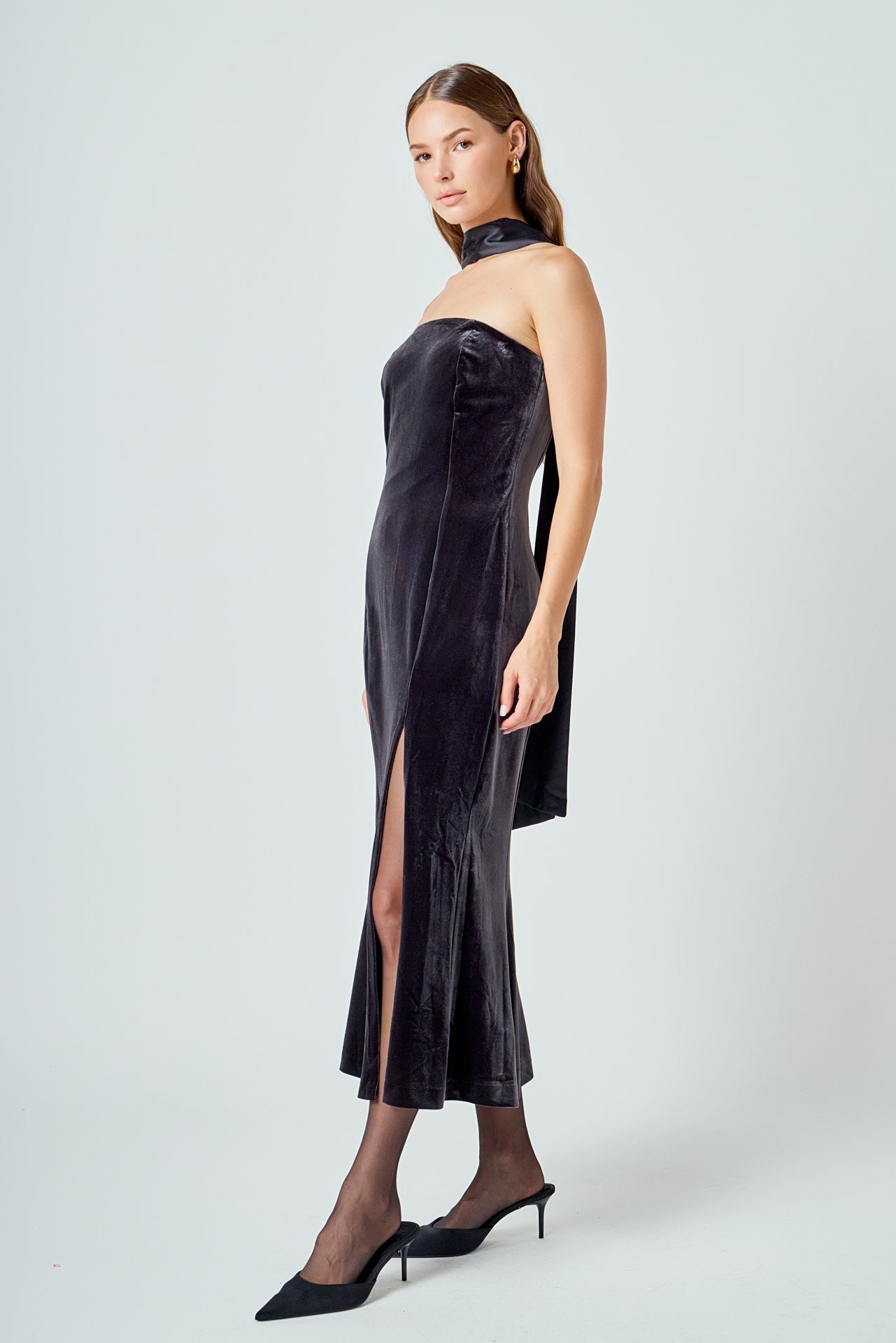 ENDLESS ROSE - Strapless Velvet Maxi Dress - DRESSES available at Objectrare