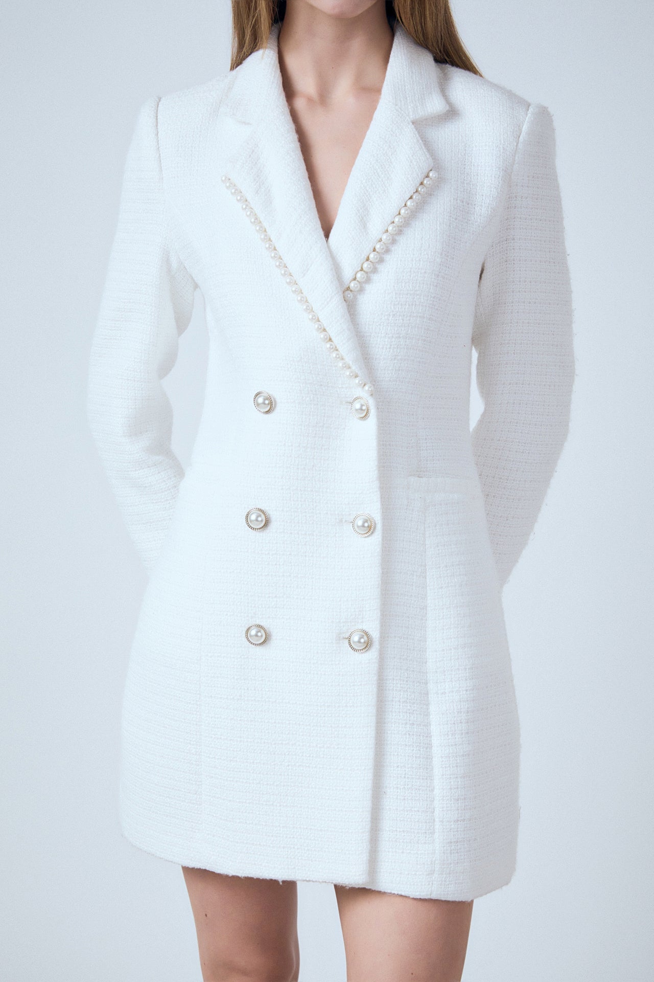 Pearl Trim Blazer Dress