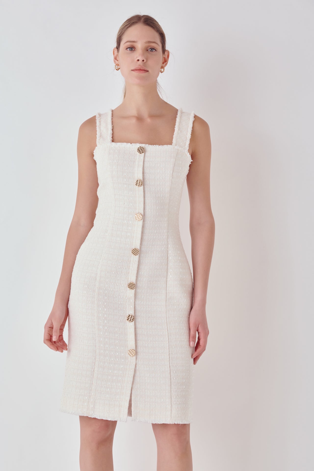 ENDLESS ROSE - Fringed Square Neck Dress - DRESSES available at Objectrare