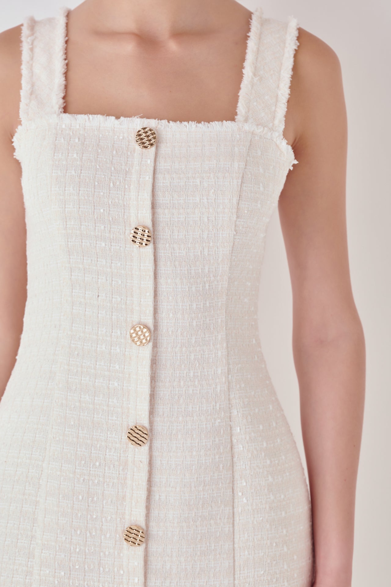 ENDLESS ROSE - Fringed Square Neck Dress - DRESSES available at Objectrare