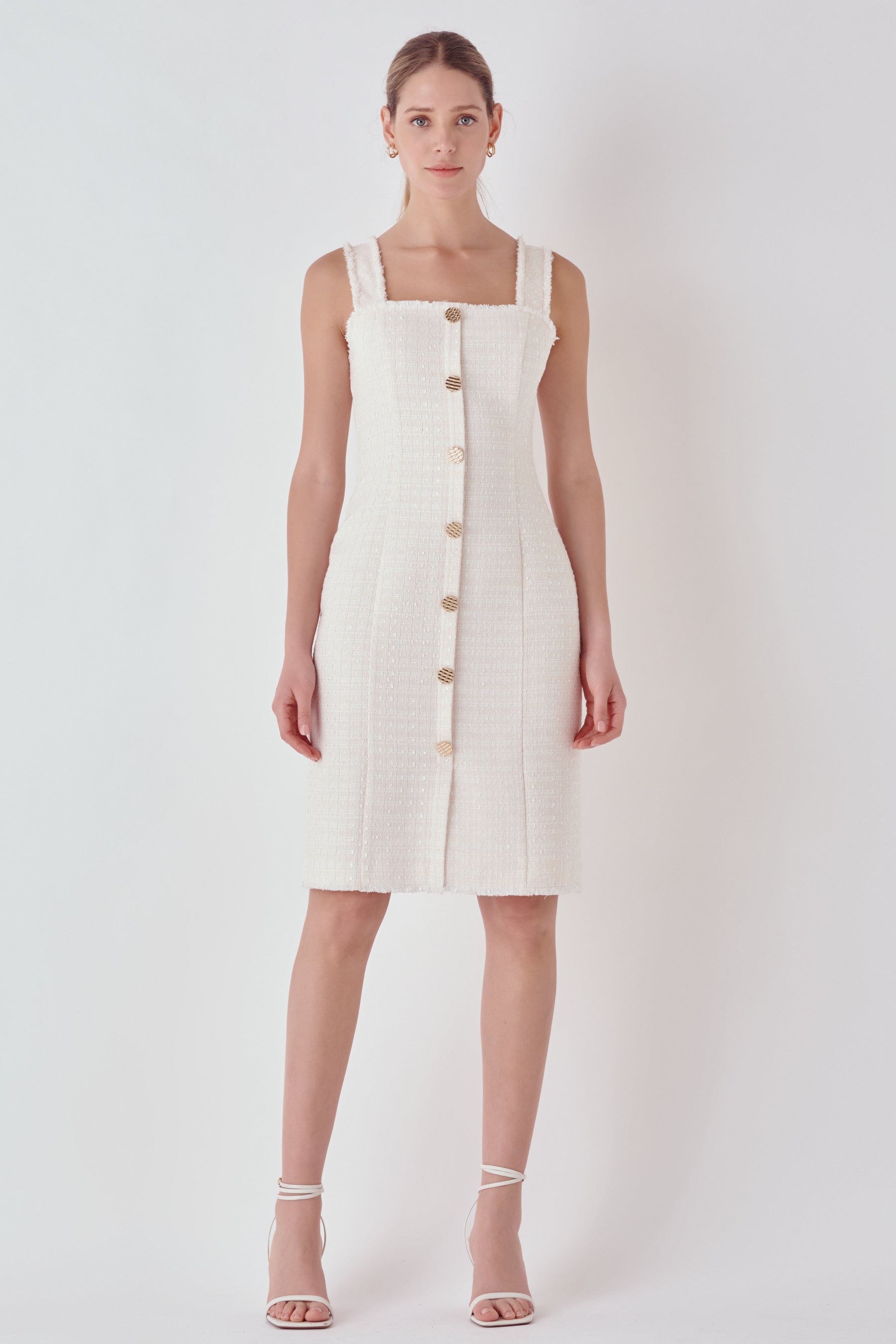 ENDLESS ROSE - Fringed Square Neck Dress - DRESSES available at Objectrare