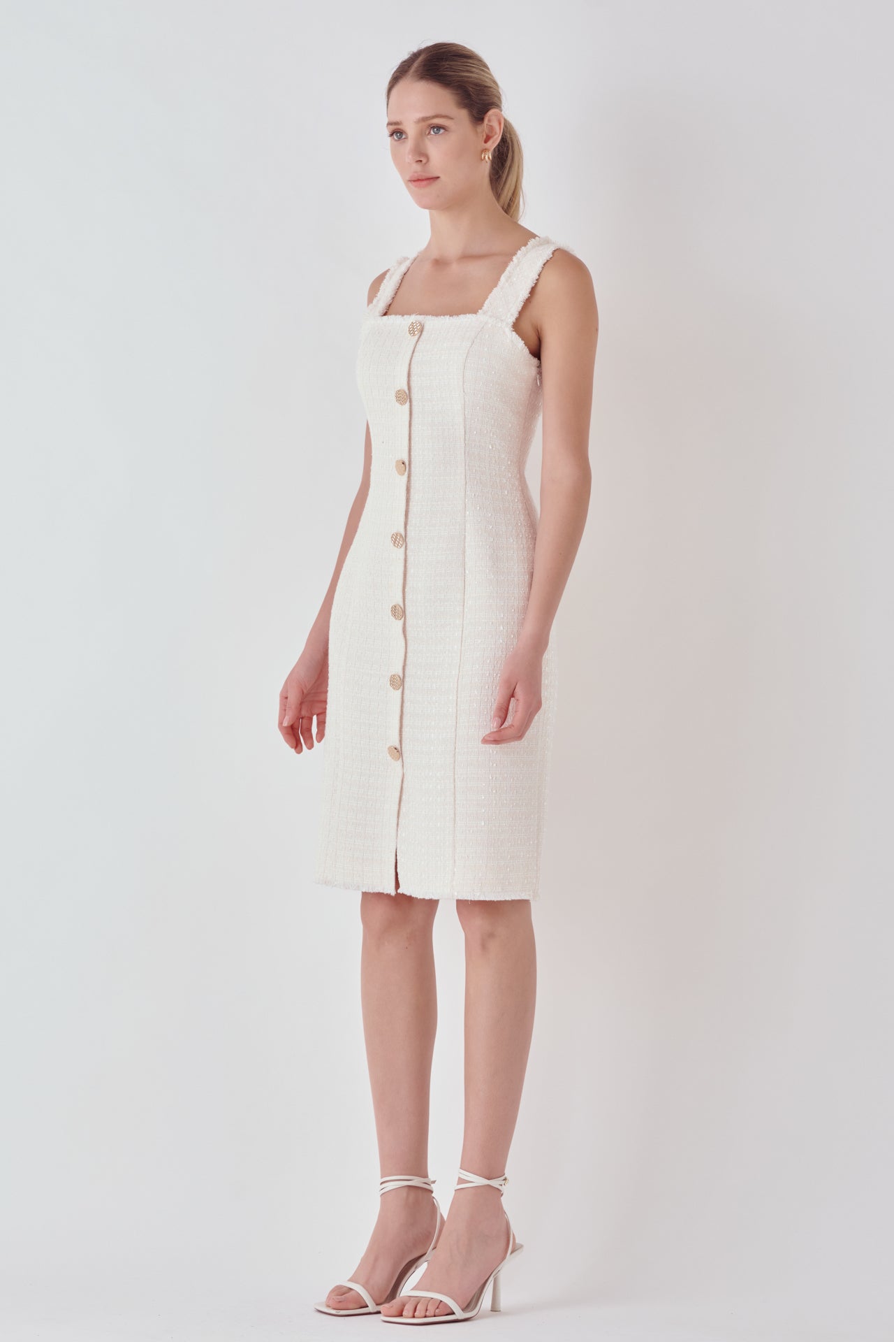 ENDLESS ROSE - Fringed Square Neck Dress - DRESSES available at Objectrare