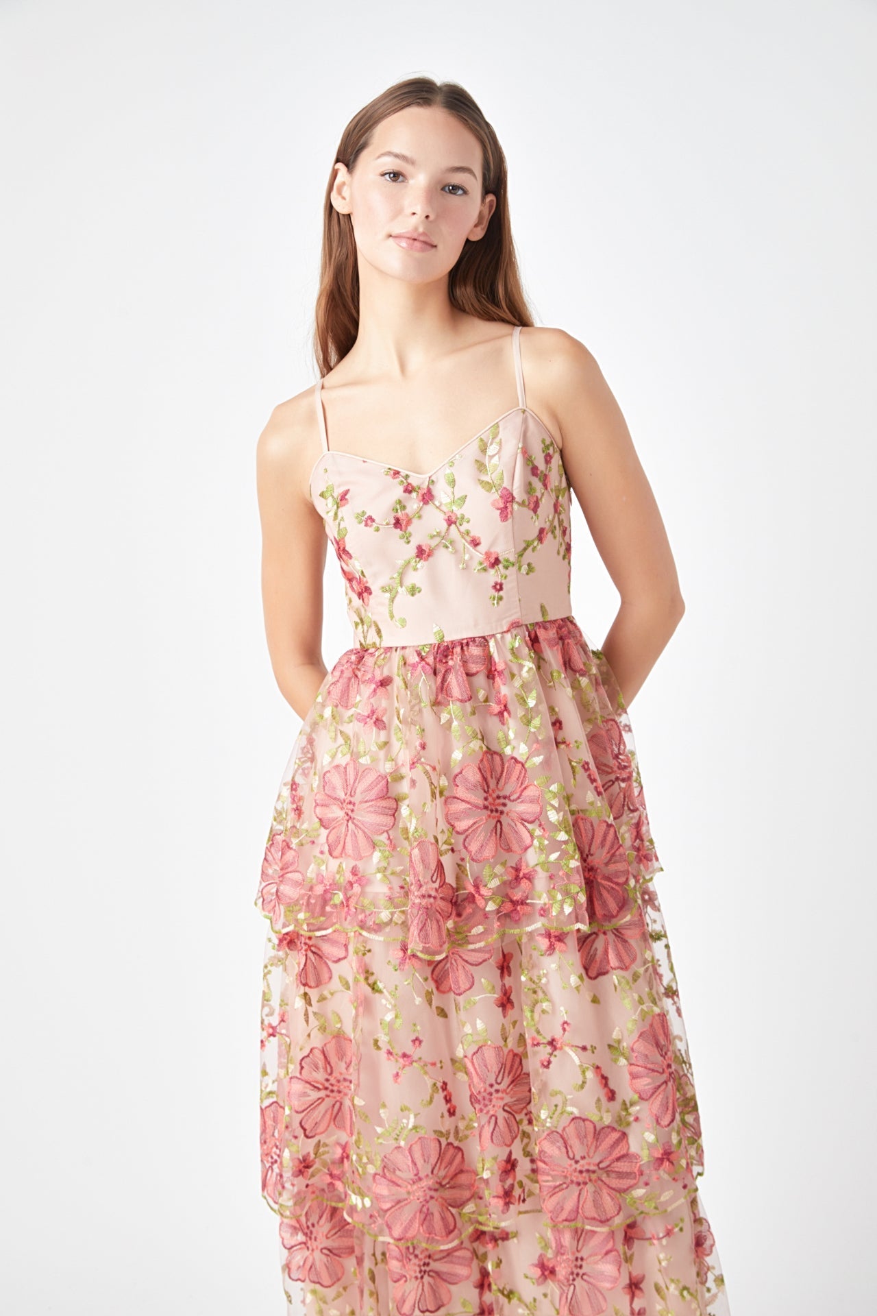 ENDLESS ROSE - Floral Embroidered Maxi Dress - DRESSES available at Objectrare