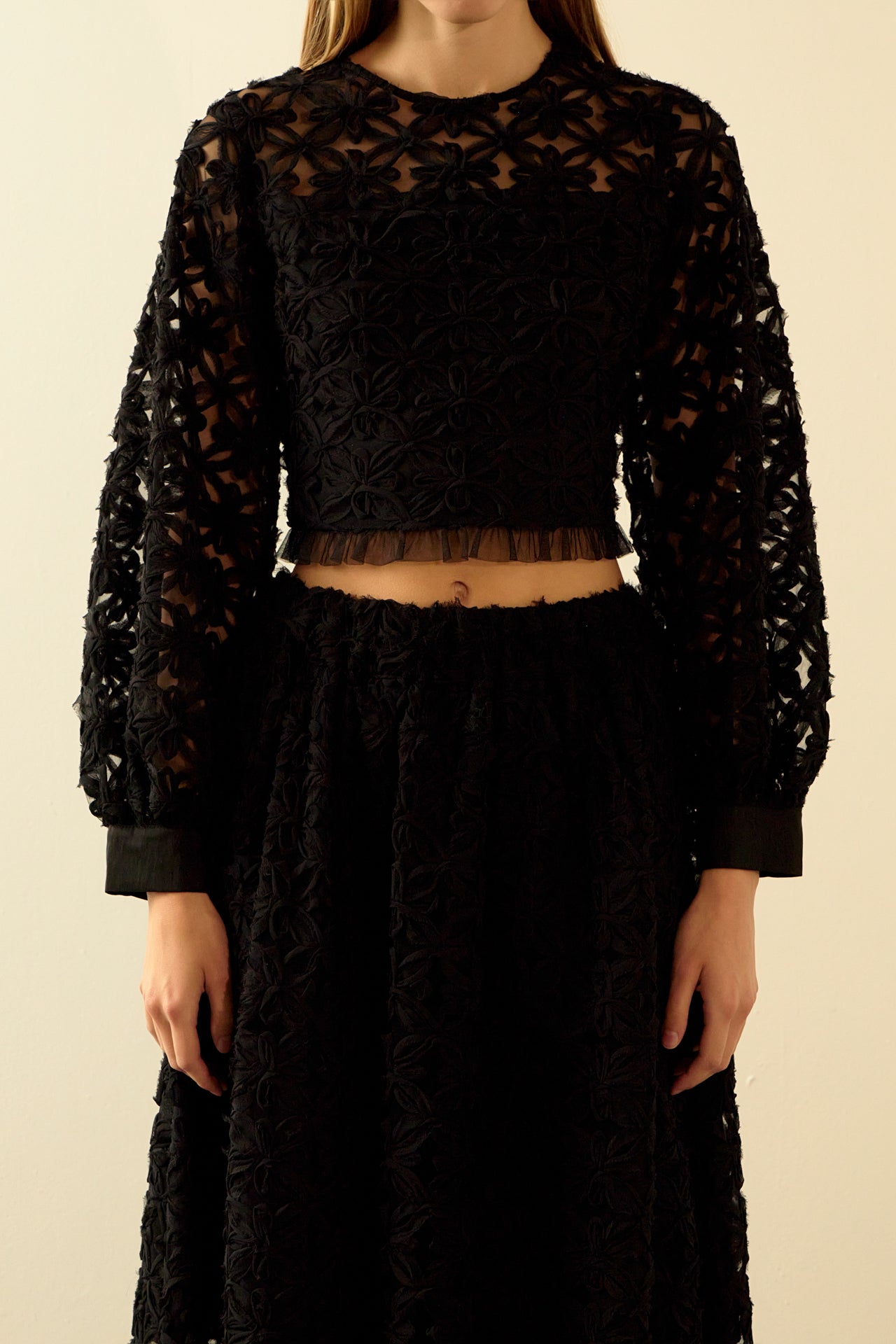 ENDLESS ROSE - Floral Lace Long Sleeve Top - TOPS available at Objectrare