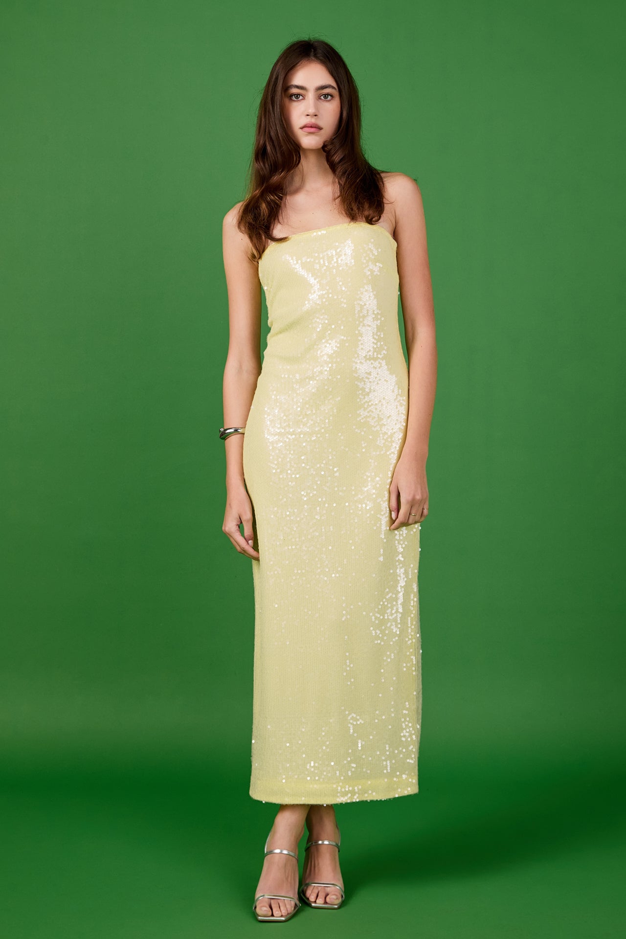 ENDLESS ROSE - Strapless Sequins Maxi Dress - DRESSES available at Objectrare