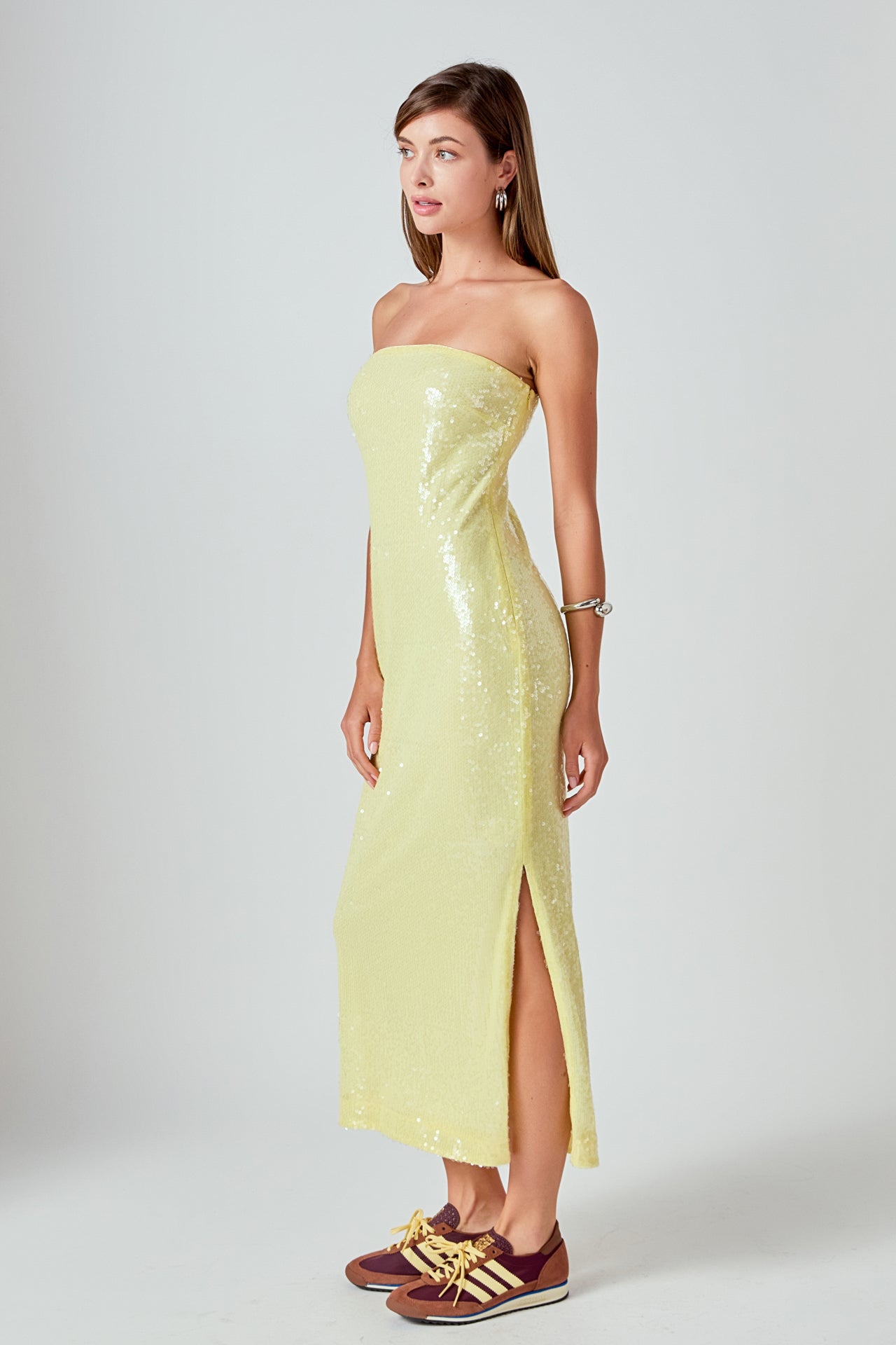 ENDLESS ROSE - Strapless Sequins Maxi Dress - DRESSES available at Objectrare