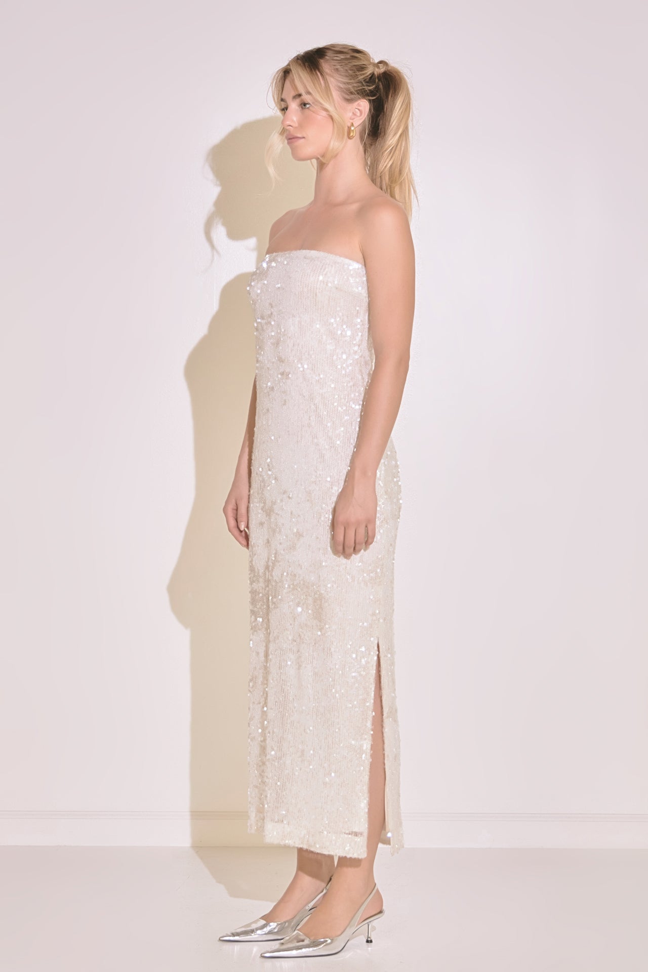 ENDLESS ROSE - Strapless Sequins Maxi Dress - DRESSES available at Objectrare
