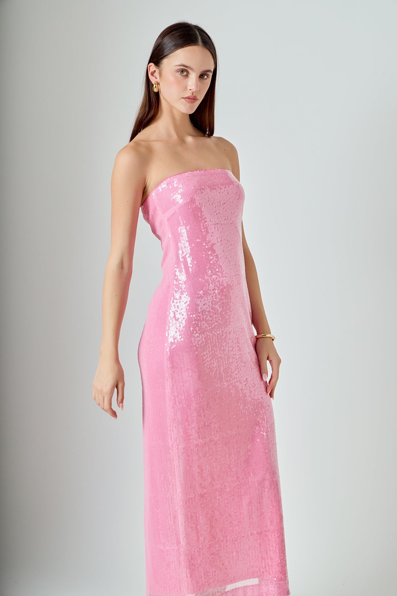 ENDLESS ROSE - Courtney Strapless Sequins Maxi Dress - DRESSES available at Objectrare