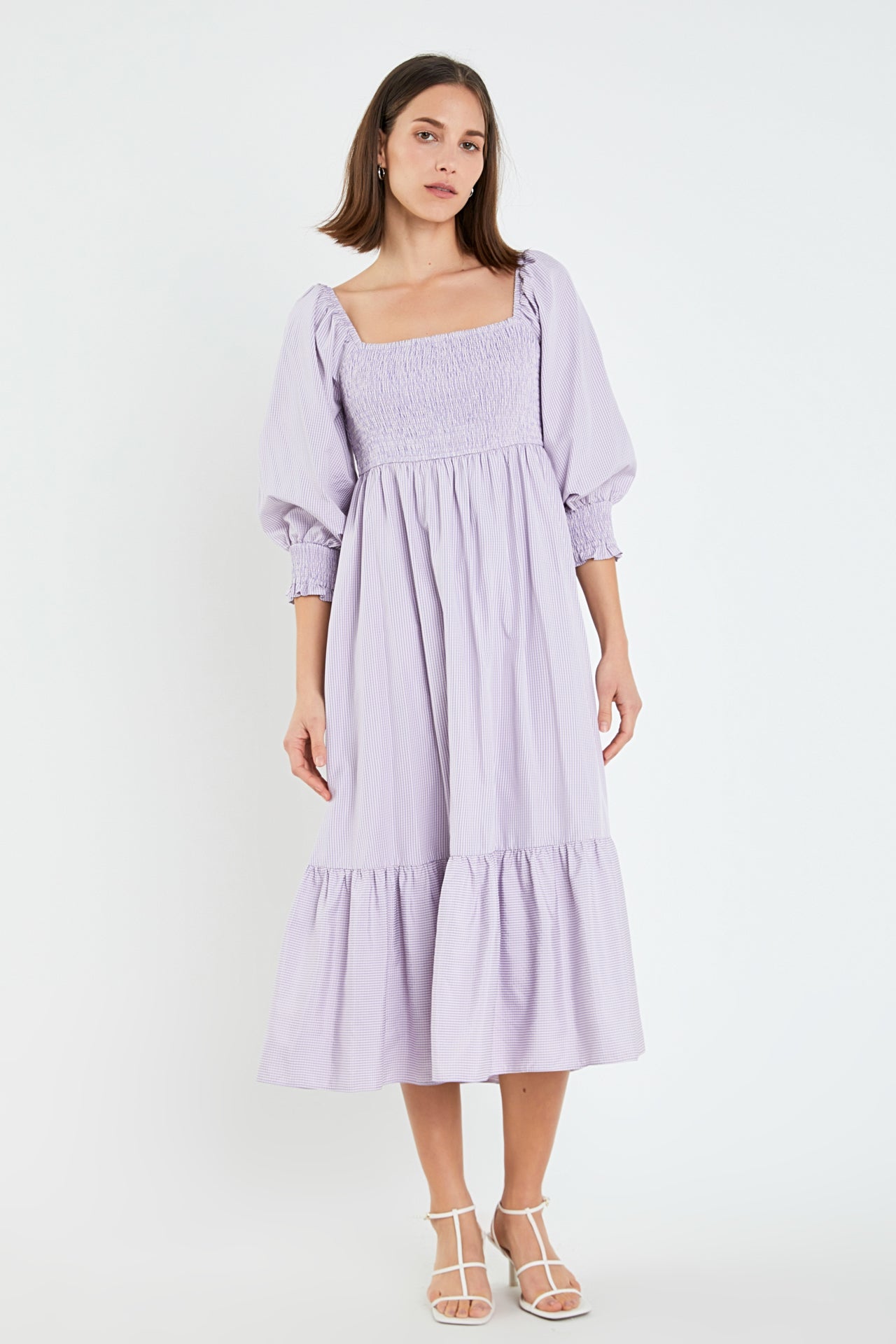 ENGLISH FACTORY - Gingham Smocked Maxi Dress - DRESSES available at Objectrare