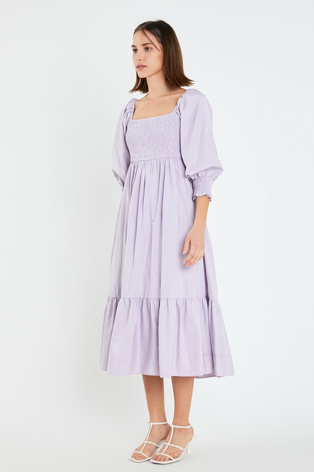ENGLISH FACTORY - Gingham Smocked Maxi Dress - DRESSES available at Objectrare