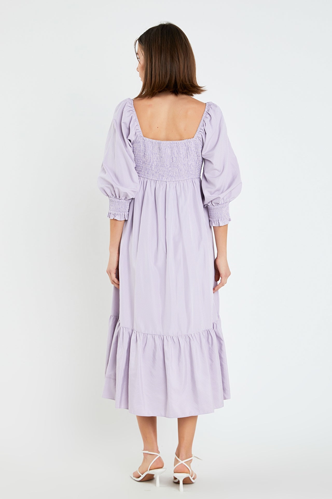 ENGLISH FACTORY - Gingham Smocked Maxi Dress - DRESSES available at Objectrare