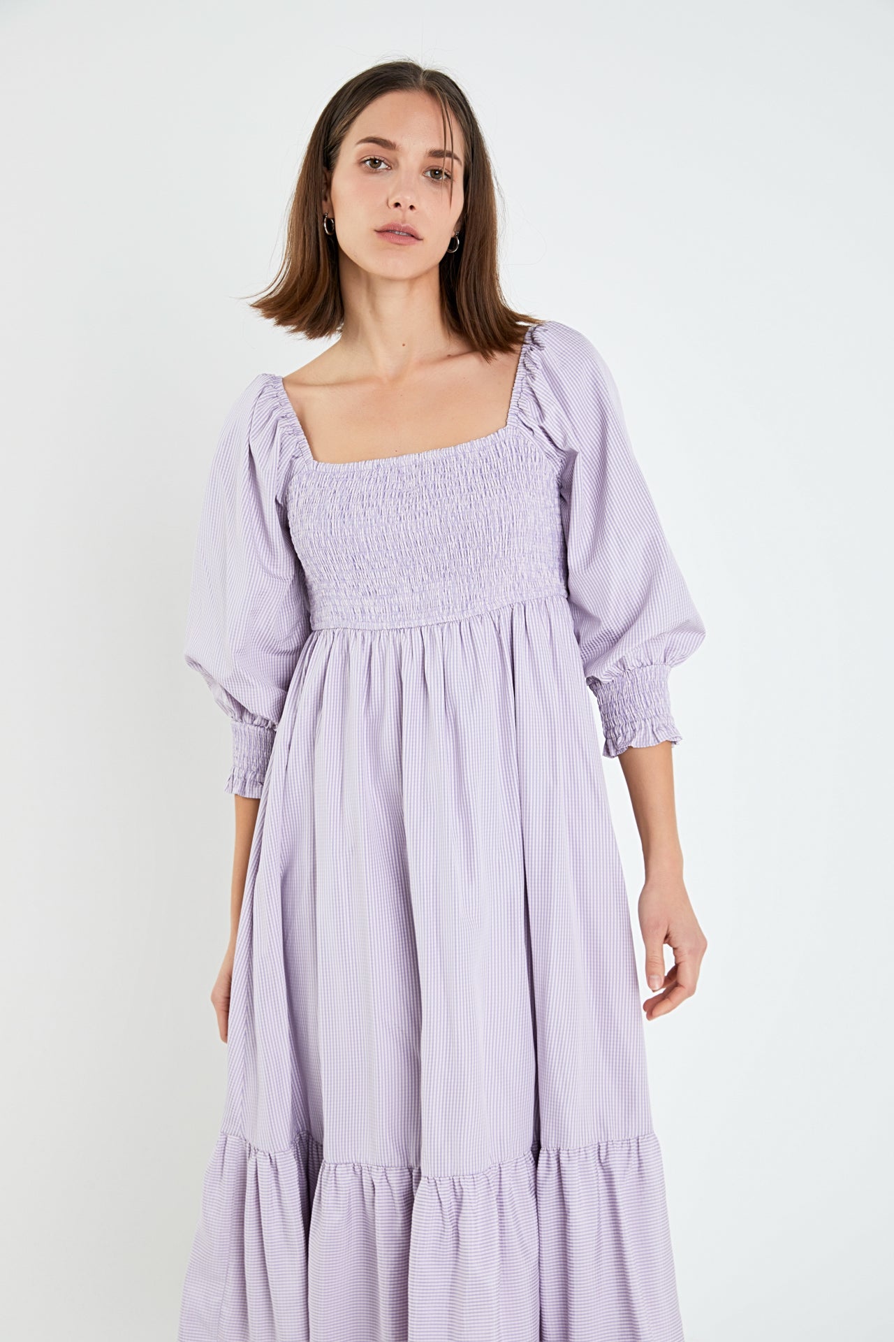 ENGLISH FACTORY - Gingham Smocked Maxi Dress - DRESSES available at Objectrare