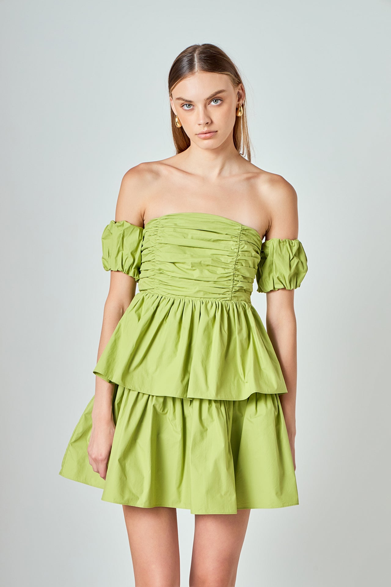 ENDLESS ROSE - Ruched Off The Shoulder Mini Dress - DRESSES available at Objectrare