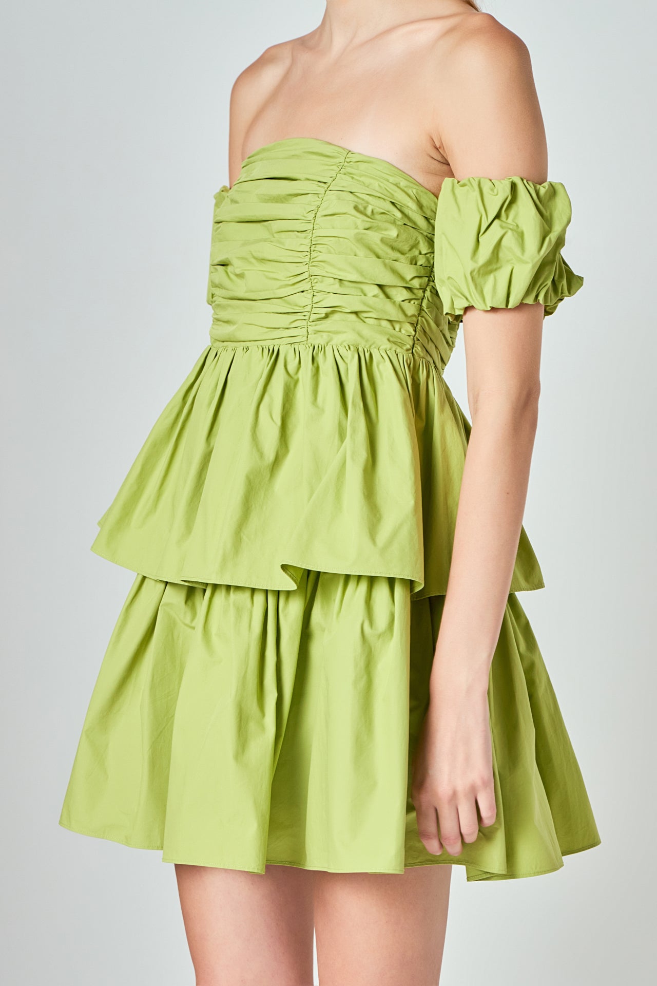 ENDLESS ROSE - Ruched Off The Shoulder Mini Dress - DRESSES available at Objectrare