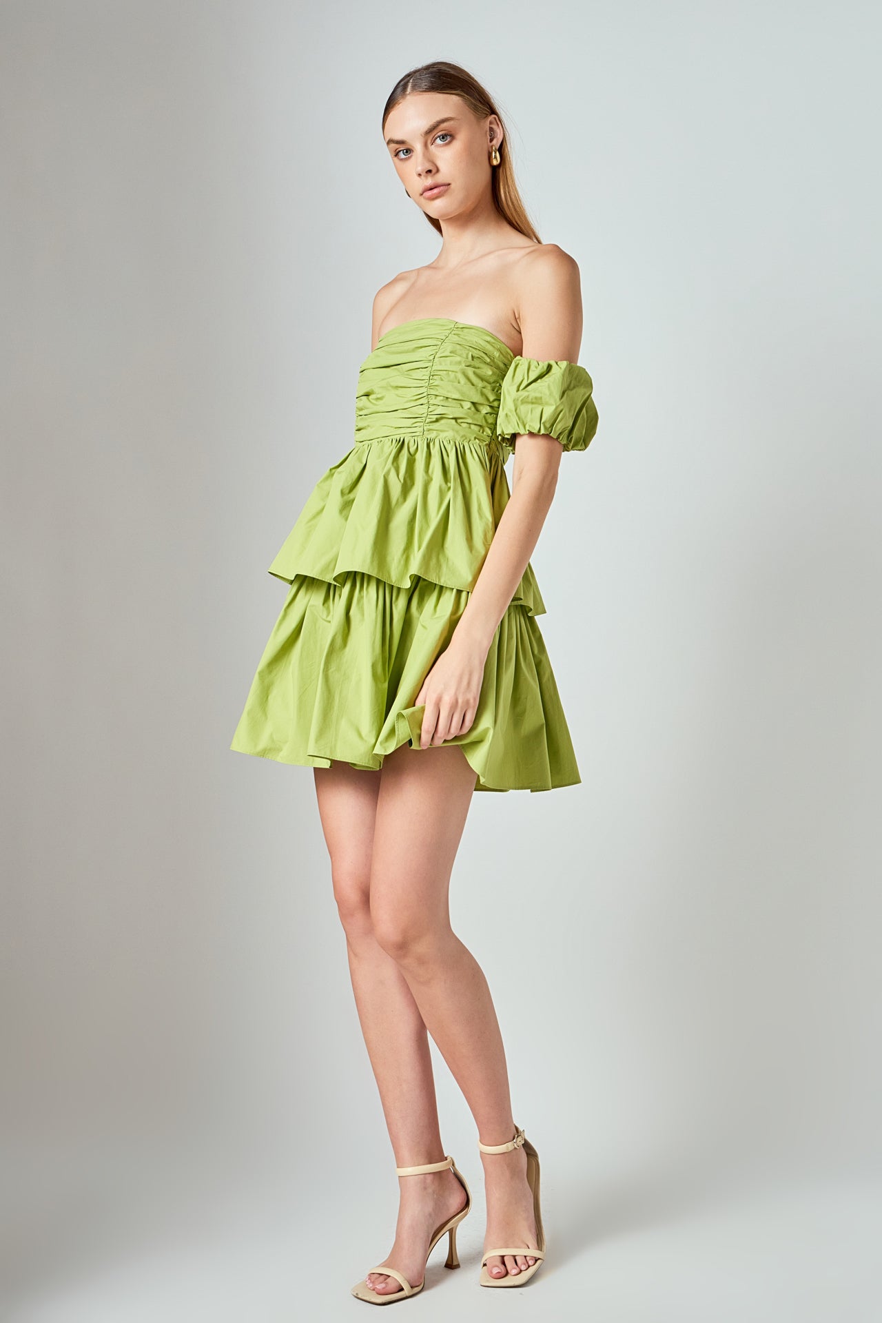 ENDLESS ROSE - Ruched Off The Shoulder Mini Dress - DRESSES available at Objectrare