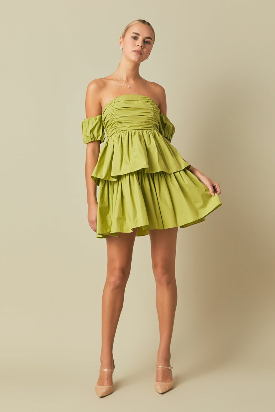 ENDLESS ROSE - Ruched Off The Shoulder Mini Dress - DRESSES available at Objectrare
