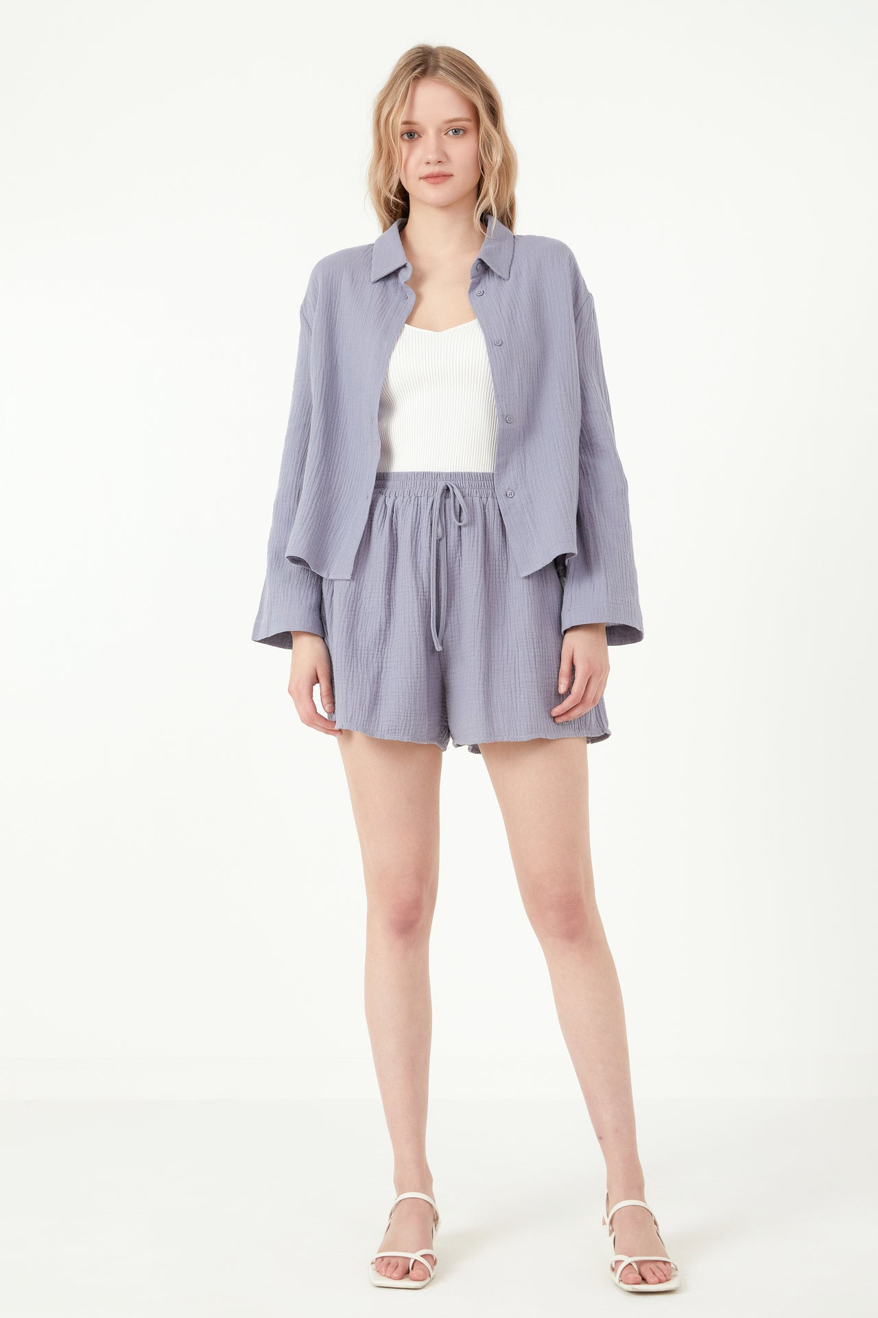 FREE THE ROSES - Gauze Corralled Top With Wide Sleeves and Slide Slit - TOPS available at Objectrare