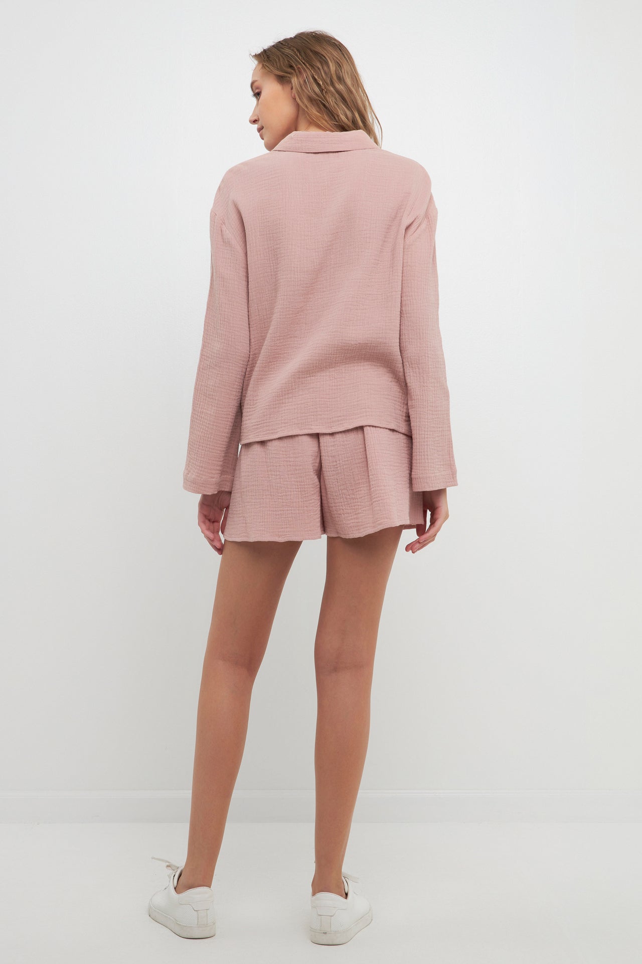 FREE THE ROSES - Gauze Corralled Top With Wide Sleeves and Slide Slit - TOPS available at Objectrare