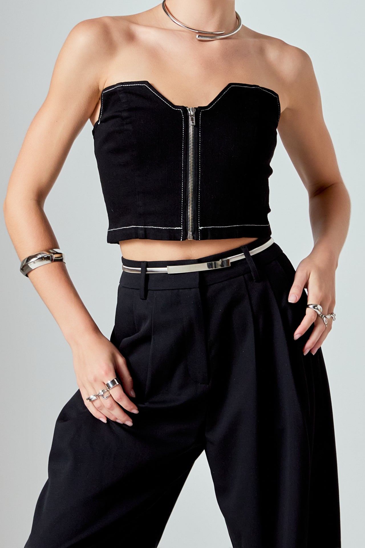 GREY LAB - Strapless Denim Top - TOPS available at Objectrare