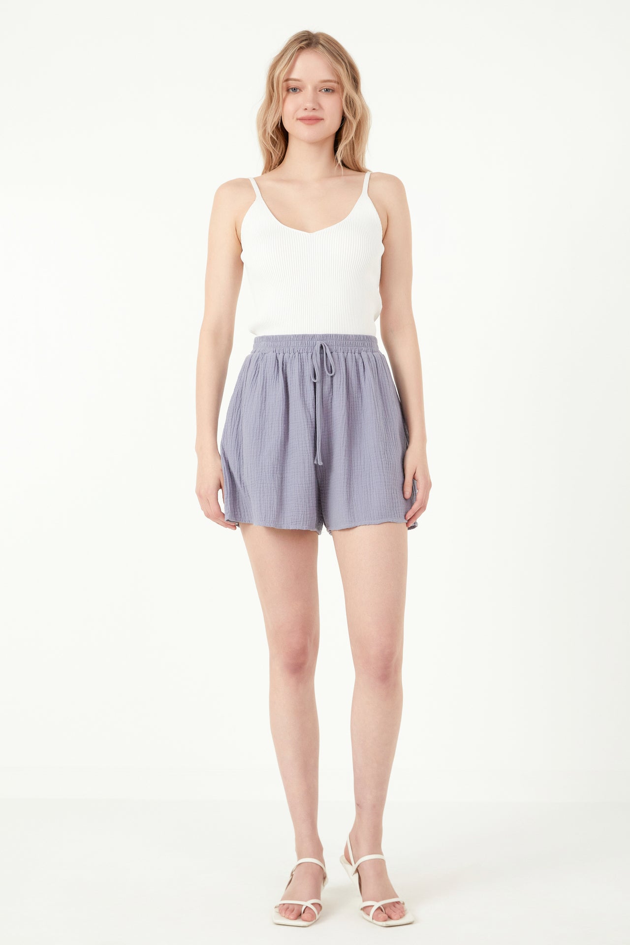 FREE THE ROSES - Gauze Shorts With Thick Elastic Band And Pockets - SHORTS available at Objectrare