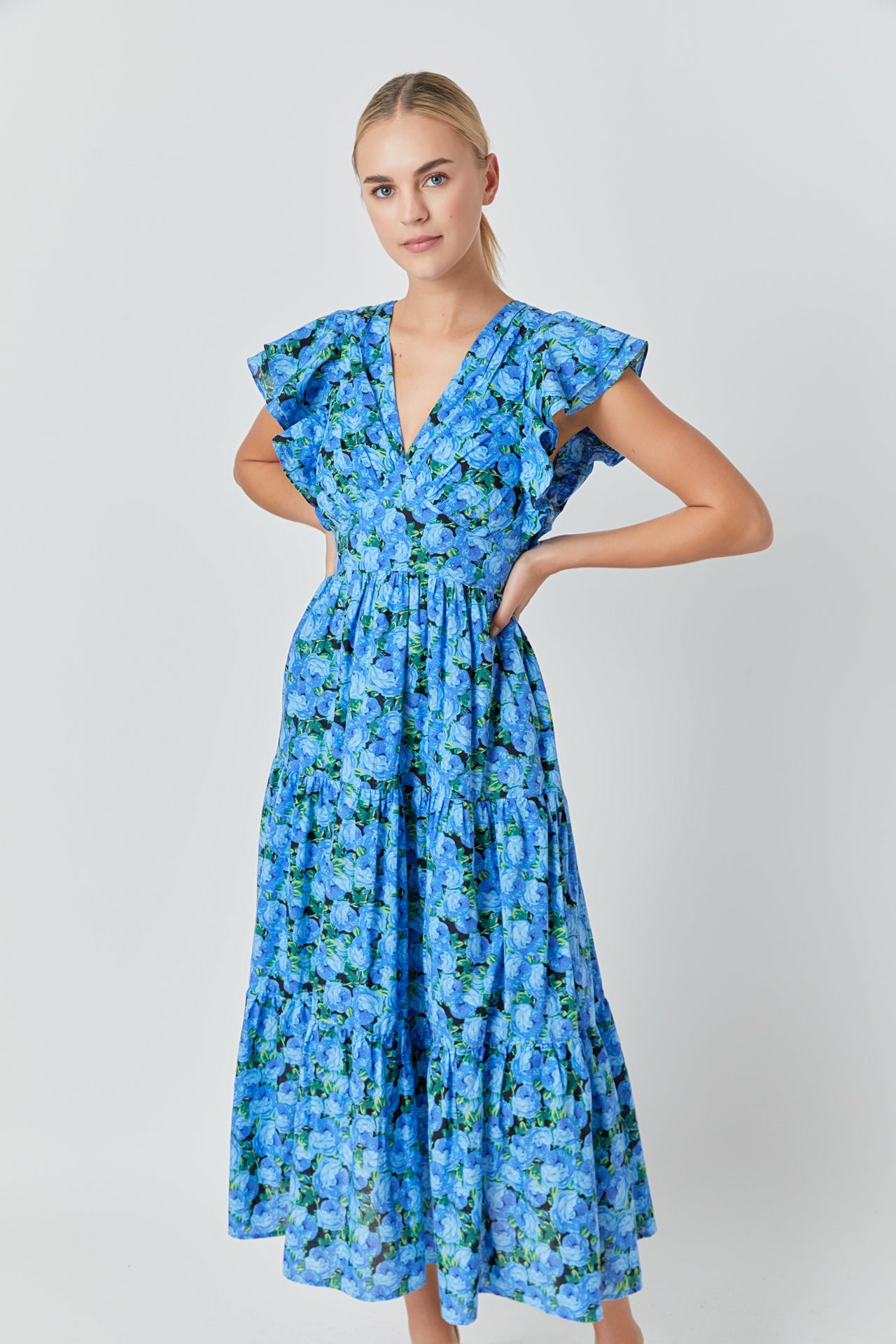 ENGLISH FACTORY - Printed Open Back Maxi Dress - DRESSES available at Objectrare
