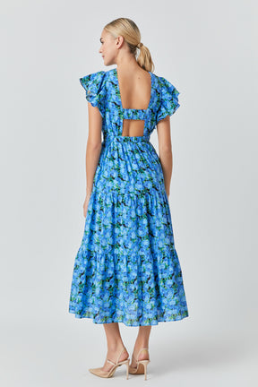 ENGLISH FACTORY - Printed Open Back Maxi Dress - DRESSES available at Objectrare