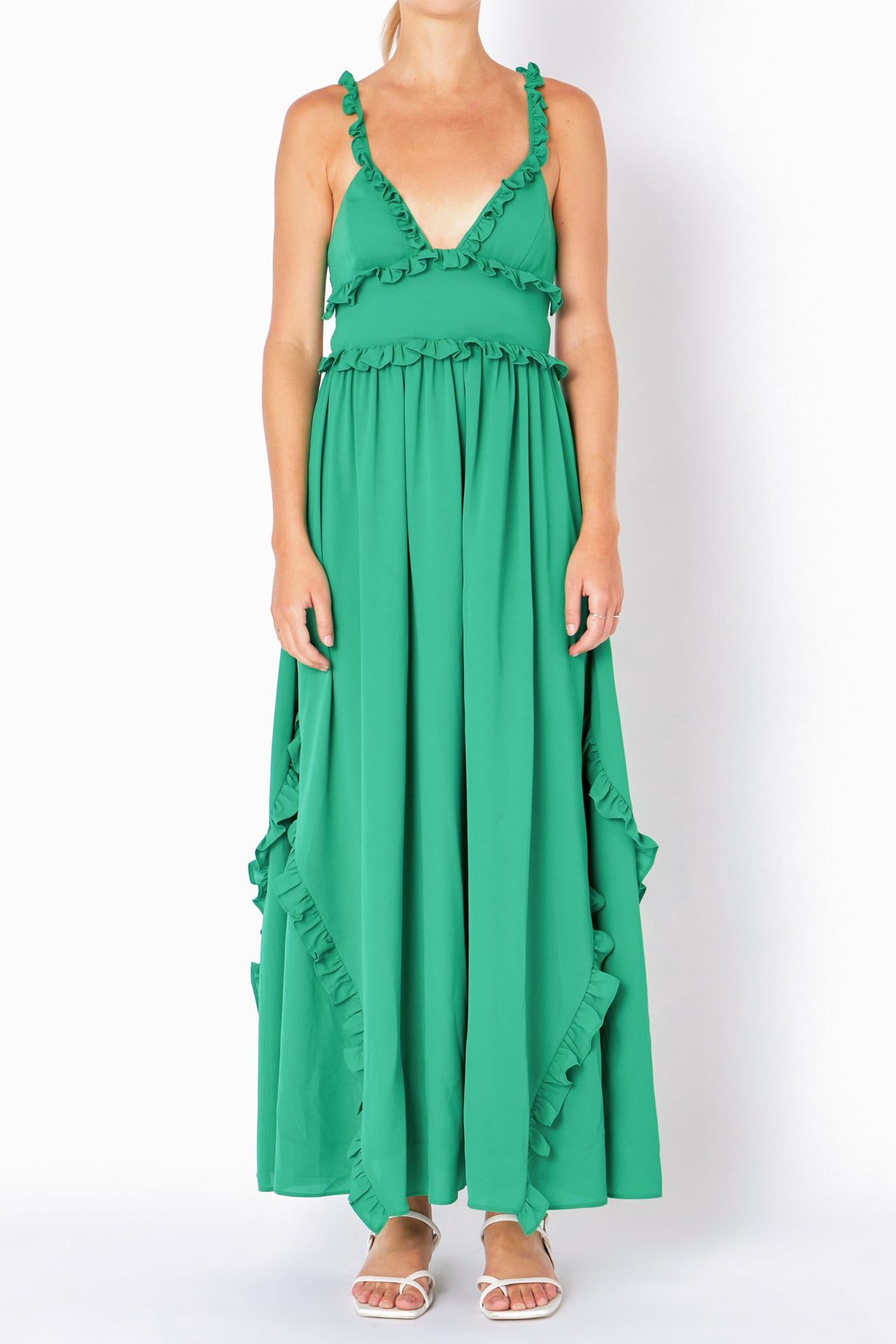ENDLESS ROSE - Plunged Open Back Maxi Dress - DRESSES available at Objectrare