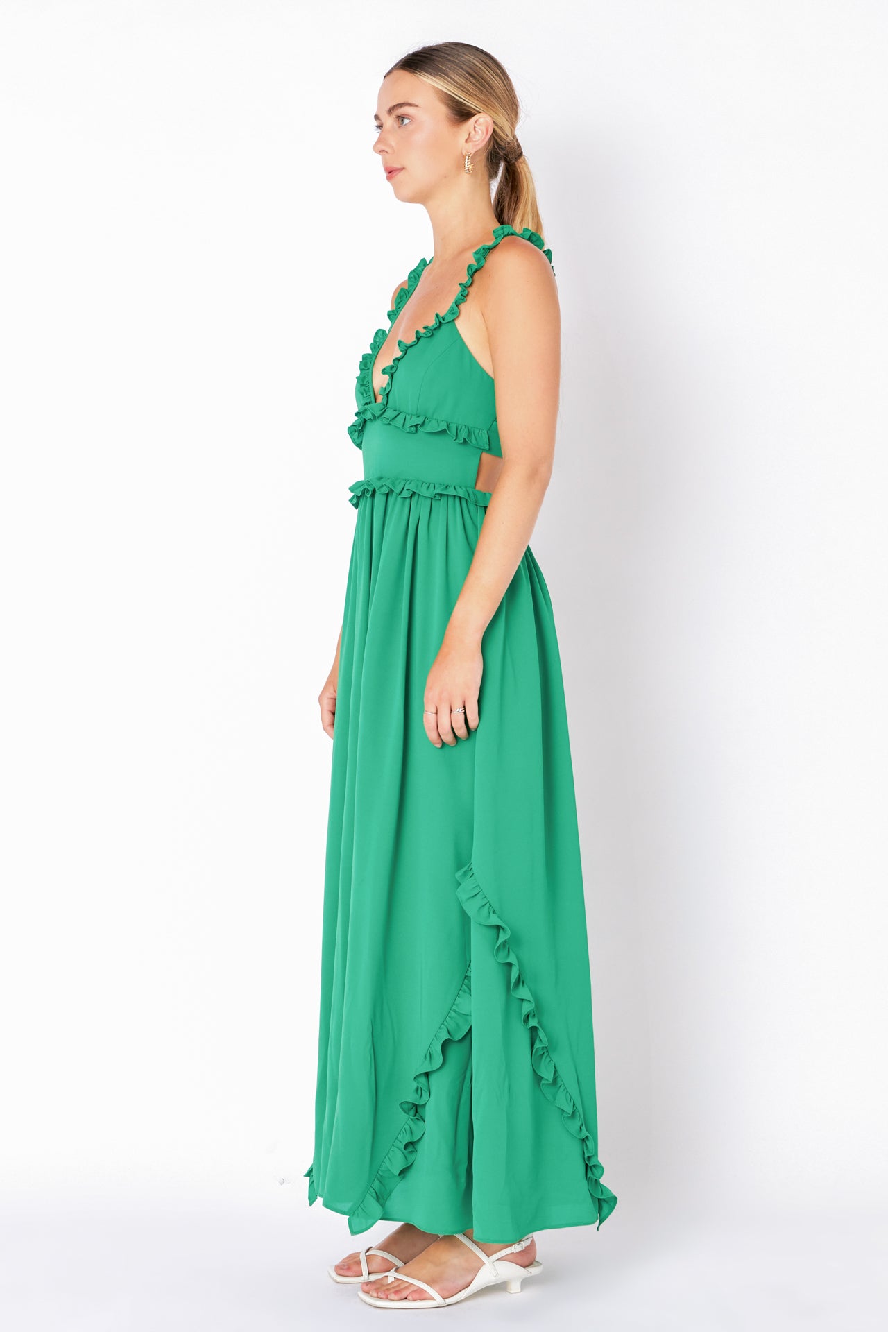 ENDLESS ROSE - Plunged Open Back Maxi Dress - DRESSES available at Objectrare
